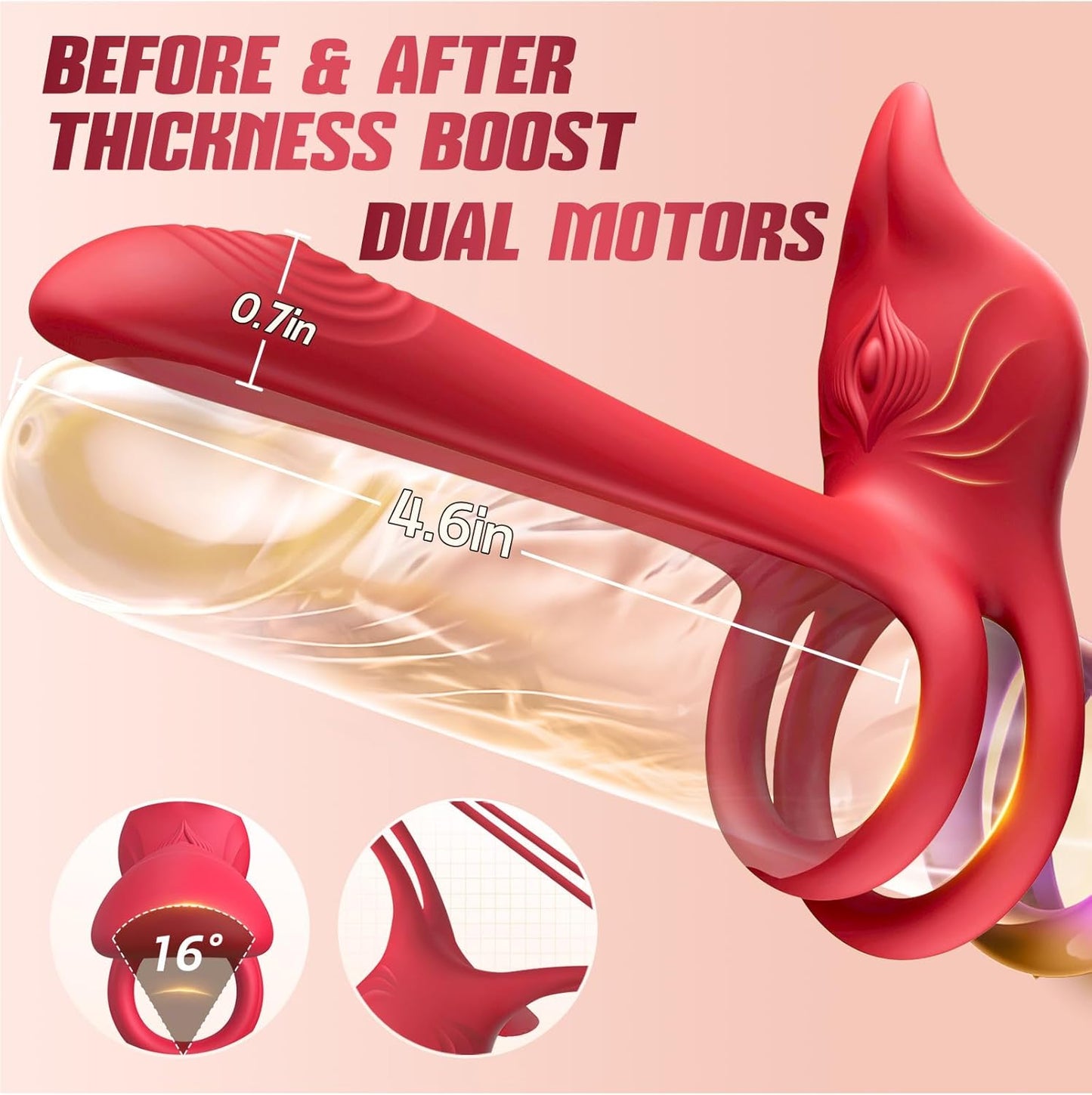 RoseSyncX Rose Vibrating Cock Ring G - Spot Clit Stimulator - SinfulX - Personal Care > Sexual Wellness > Couples Cock Ring