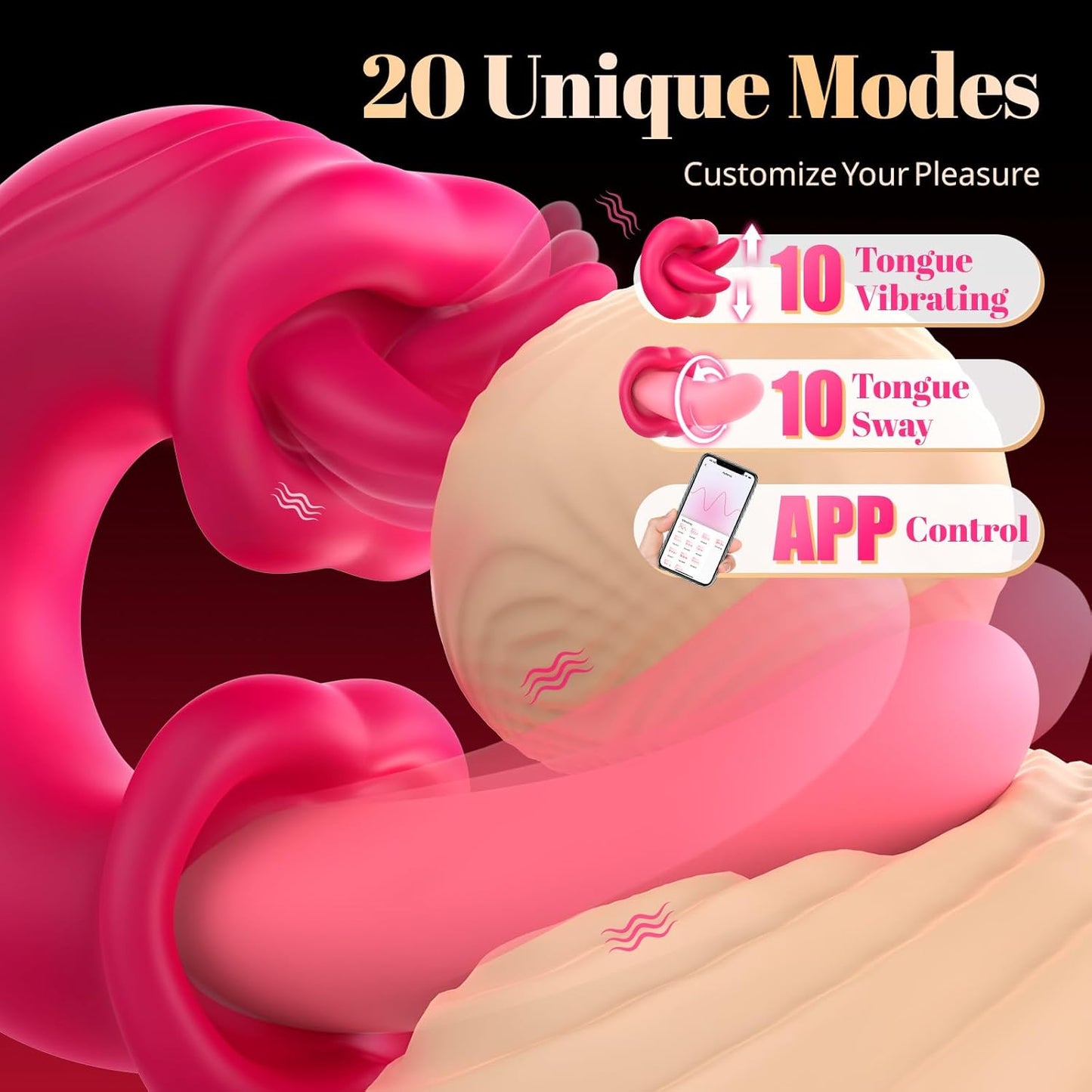 LunexaSync App Tongue Vibrator 20 Modes G - Spot Clit Toy - SinfulX - Personal Care > Sexual Wellness > Tongue Vibrator