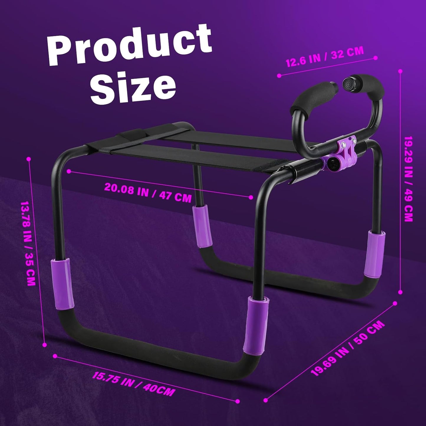 Foldable Sex Chair with No Assembly Required Design，Bdsm Sex Furniture with Adjustable Handrails, Sex Position Enhancer Chair Love Position Aids Sex Toy Sex Bench for Women Couples Adult (Black) - SinfulX - 