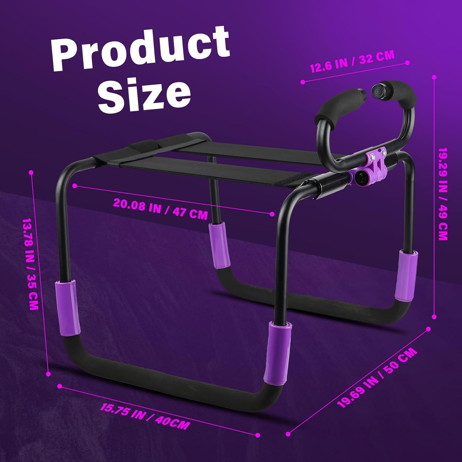 Foldable Sex Chair with No Assembly Required Design，Bdsm Sex Furniture with Adjustable Handrails, Sex Position Enhancer Chair Love Position Aids Sex Toy Sex Bench for Women Couples Adult (Black) - SinfulX - 