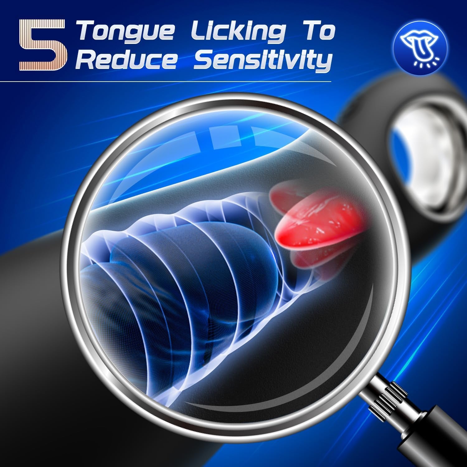 Sex Toys for Men Tongue Vibrator - Male Sex Toy with 10 Vibrating & Licking Modes for Penis Training, Loop - Handle Penis Vibrator Adult Toy for Men Massage Oils - SinfulX - 