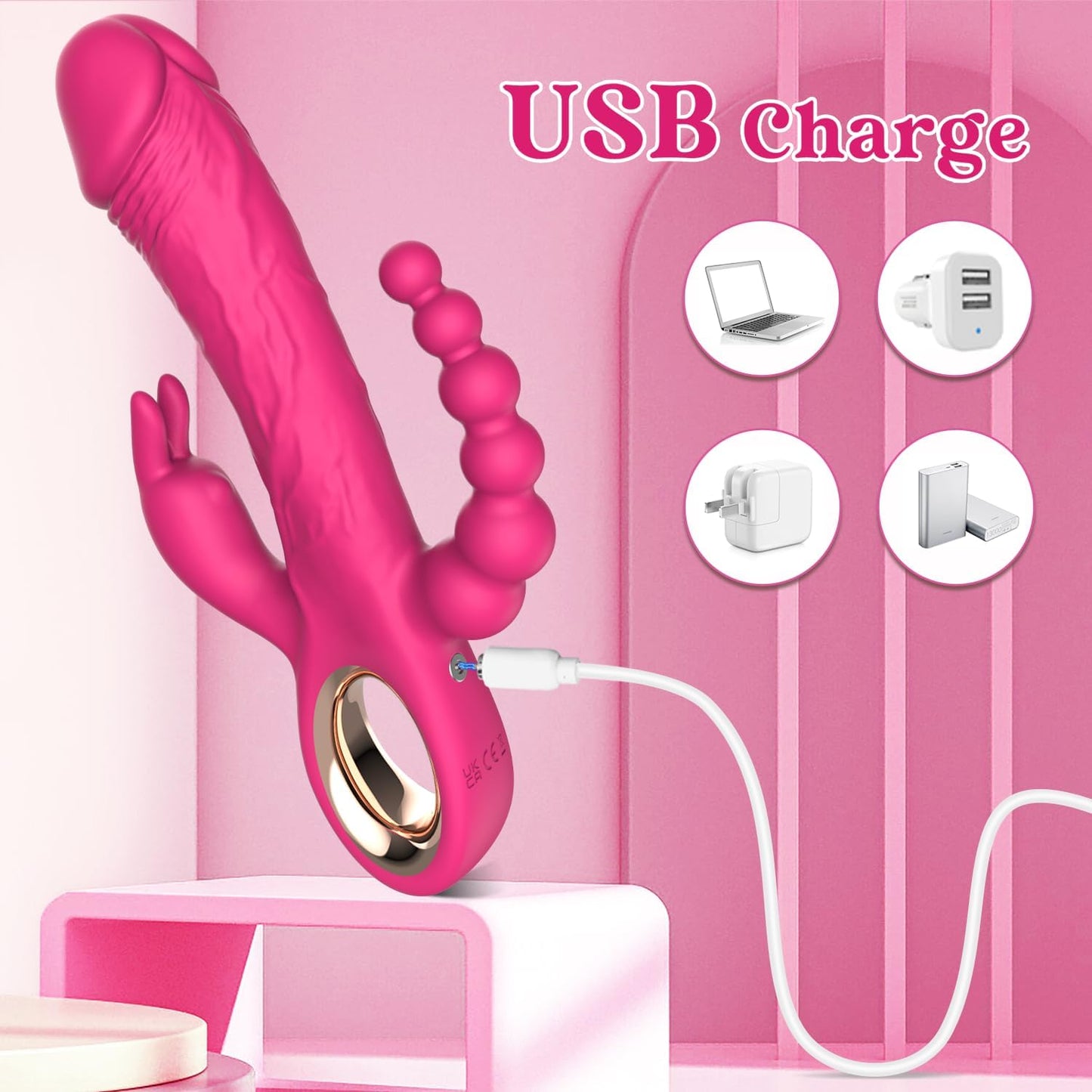 Thrusting Rabbit Vibrator for Blended Full - Body Pleasure, with G Spot & Clitoral Stimulation for Pinpoint Ecstasy, and an Ergonomic Handle for Effortless Control - SinfulX - 