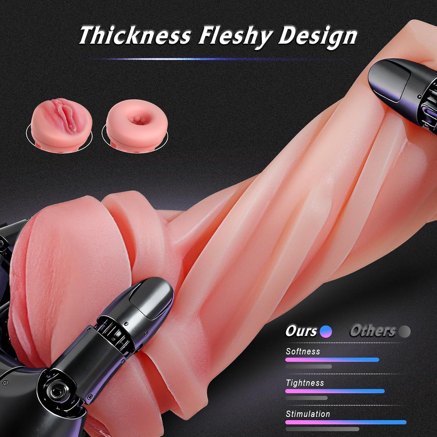 Male Masturbator Sex Toys for Men - Vibrating Pocket Pussy Penis Pump 2 Sleeves Realistic Fleshy with 9 Sucking & 9 Vibrating, Adult Toys Mens Sex Toy, LCD Display Penis Training Stroker Sex Machine - SinfulX - 
