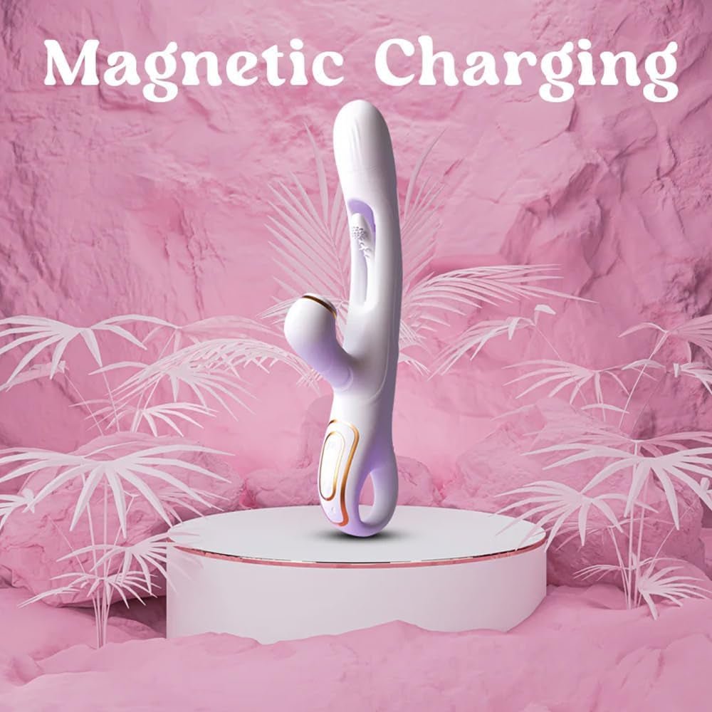 Clit Sucking Vibrator Penis Rabbit Luxe Wand Sex Toy for Women Suction Licking Vibe Nipple Gspot Vibrating Dildo Clitoris Stimulator Massager Powerful G Spot Flapping (White) - SinfulX - 