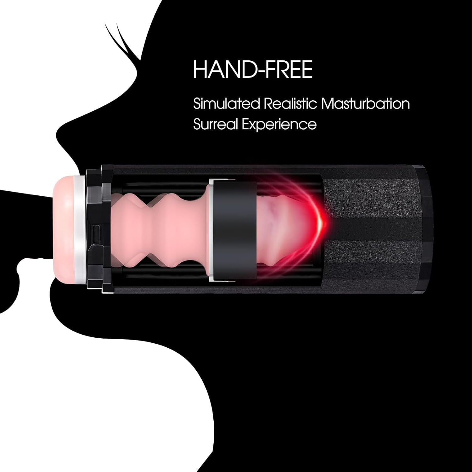 Automatic Male Masturbator Sex Toys - Hands Free Visible Pocket Pussy with 10 Thrusting & 2 Realistic Sleeves & Wearable Strap Adult Toy Blowjob Machine for Men Pleasure | 50Db Quiet - SinfulX - 