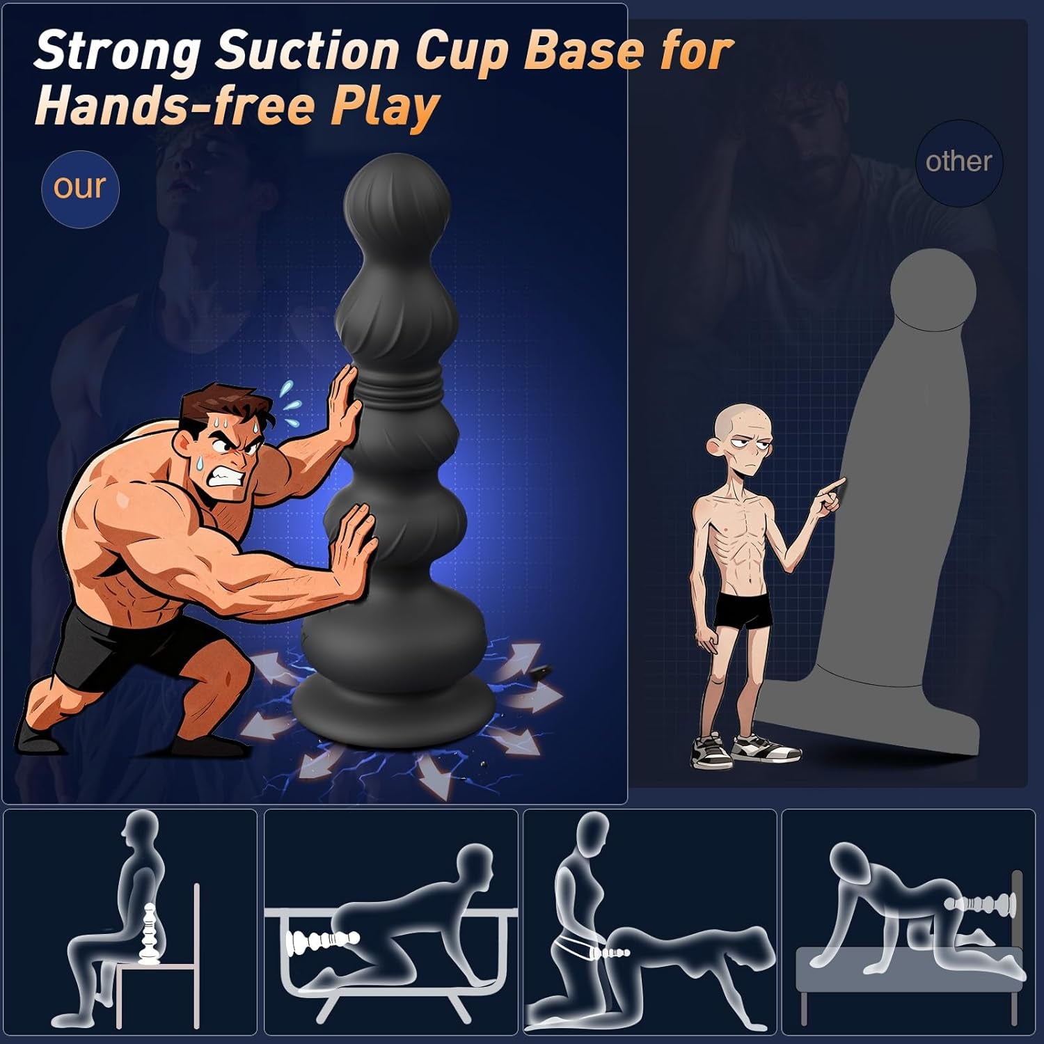 Thrusting Anal Beads Prostate Massager, Anal Vibrator Anal Toys Butt Plug 10 Vibrating Thrusting Anal Plug Male Sex Toys for Men Women Adult Toys Gradual Bead Anal Trainer App (Grey) - SinfulX - 