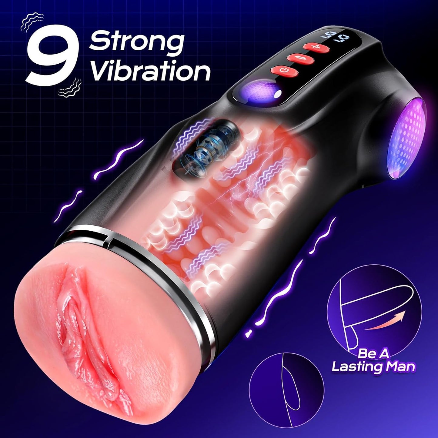 Male Masturbator Sex Toys for Men - AI Sync 3 Sleeves Mens Sex Toy Adult Toys with 9 Sucking & 9 Vibrating, Pocket Pussy Penis Pump Colorful Lighting Male Stroker Blowjob Erotic Massage Kits - SinfulX - 