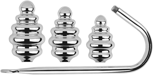 3 Interchangeable Balls Stainless Steel Spiral Anal Hook Fetish Bondage Hook Sex Toy for Unisex Adults Couple Lovers Butt Plug Prostate Massage G - Spot - SinfulX - 