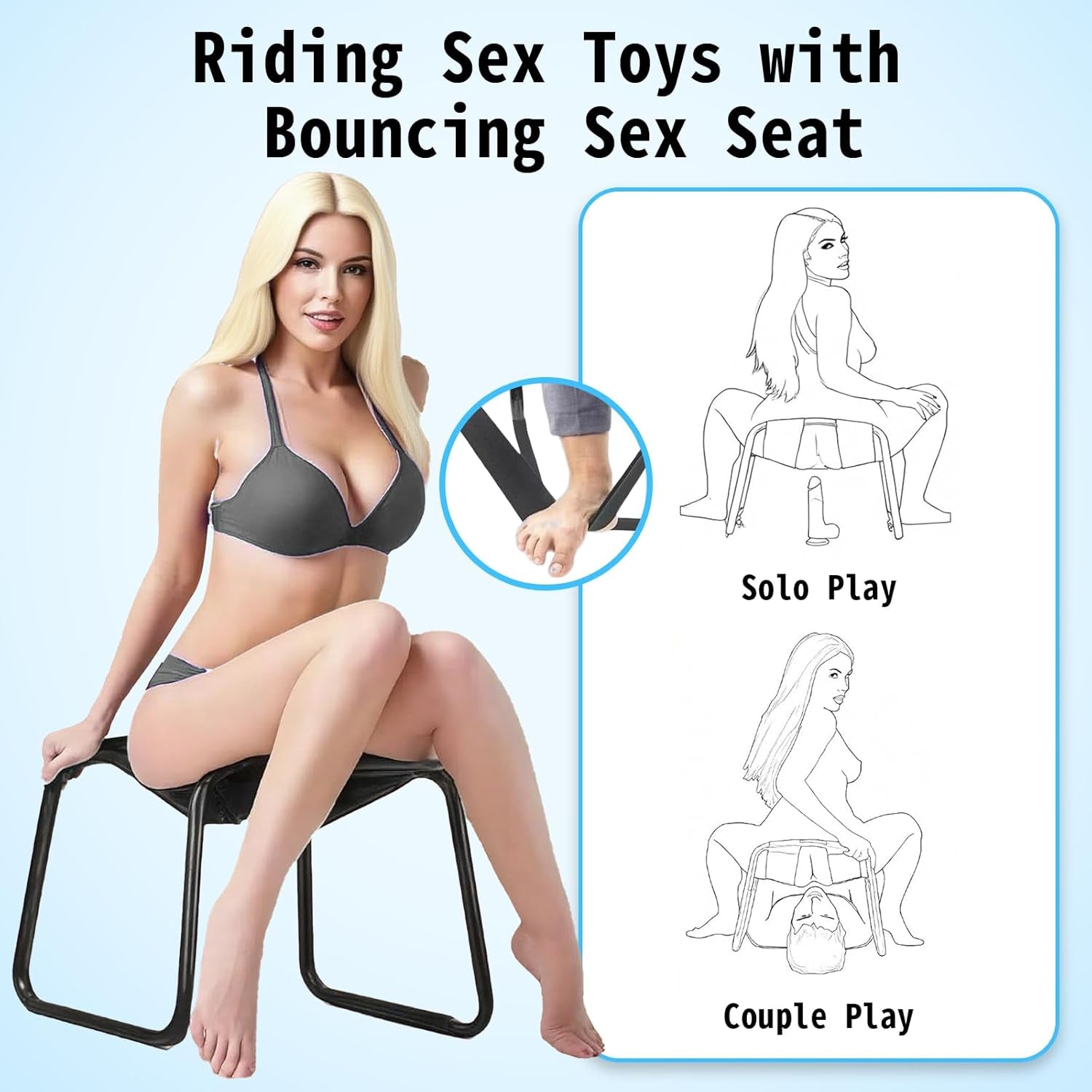 Sex Chair for Couples BDSM Sex Toys, Multifunctional Sex Position Enhancer Chair Adjustable Sex Bench with Bouncing Mount Seat, Weightless Riding Sex Stool Sex Furniture for Bedroom - SinfulX - 
