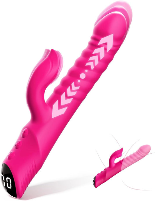 Vibrator Thrusting Dildo for Women, Type - C Rechargeable Rabbit Vibrator Rose Toy Clitoral Stimulator Sex Toys Dildos with 7 Vibration 7 Thrust Modes, G Spot Vibrators Adult Sex Toy for Women AI Couple - SinfulX - 