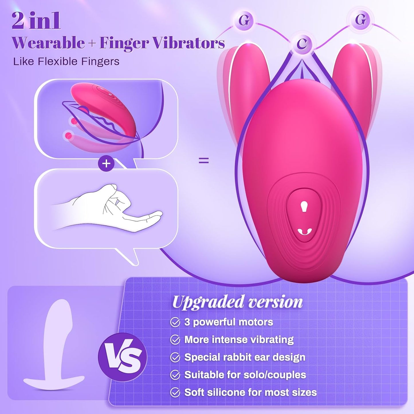 Wearable Remote Control Vibrator -  Adult Sex Toys for Women Couples Female Sex Toy G Spot Vibrators Clitoral Penis Vibrator with 10 Powerful Vibrating Double-Ended Dildos Vibrating Panties