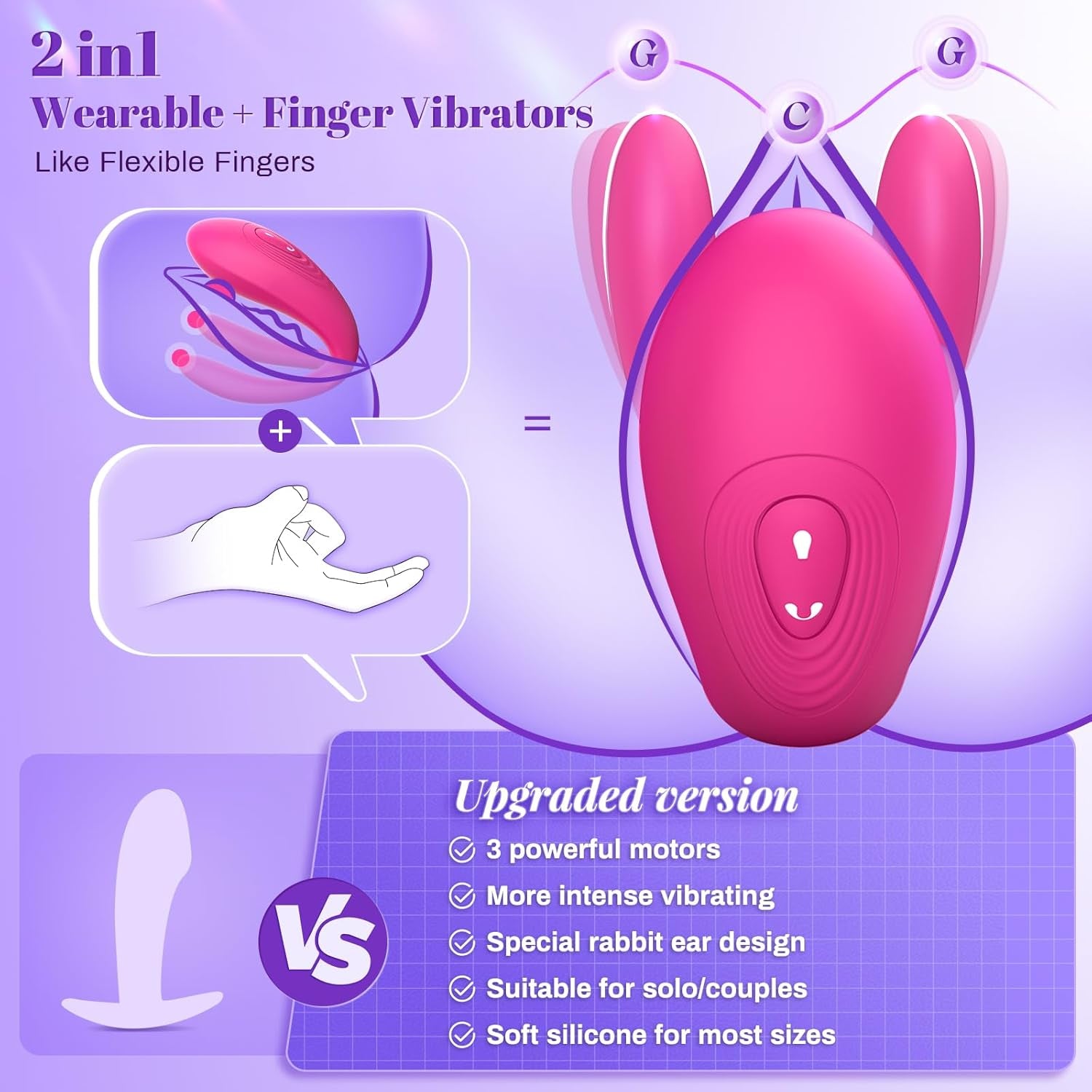 Wearable Remote Control Vibrator -  Adult Sex Toys for Women Couples Female Sex Toy G Spot Vibrators Clitoral Penis Vibrator with 10 Powerful Vibrating Double-Ended Dildos Vibrating Panties