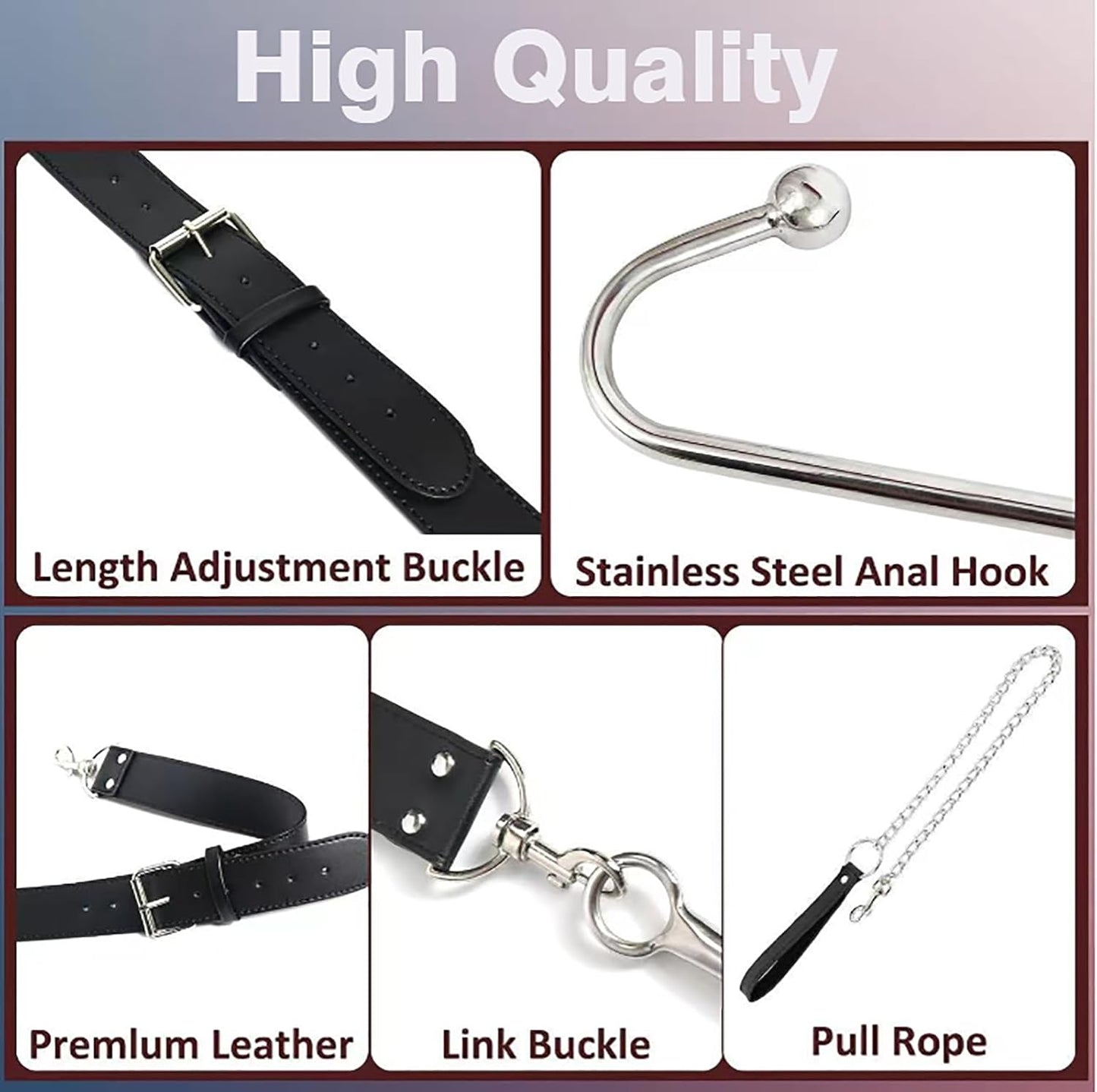 BDSM Anal Hooks Kit Adult Sex Toys Slave Restraints Set with Handcuffs Leash Collar Fetish Sex Bondage Roleplay SM Game Bedroom for Couples Women Men - SinfulX - 