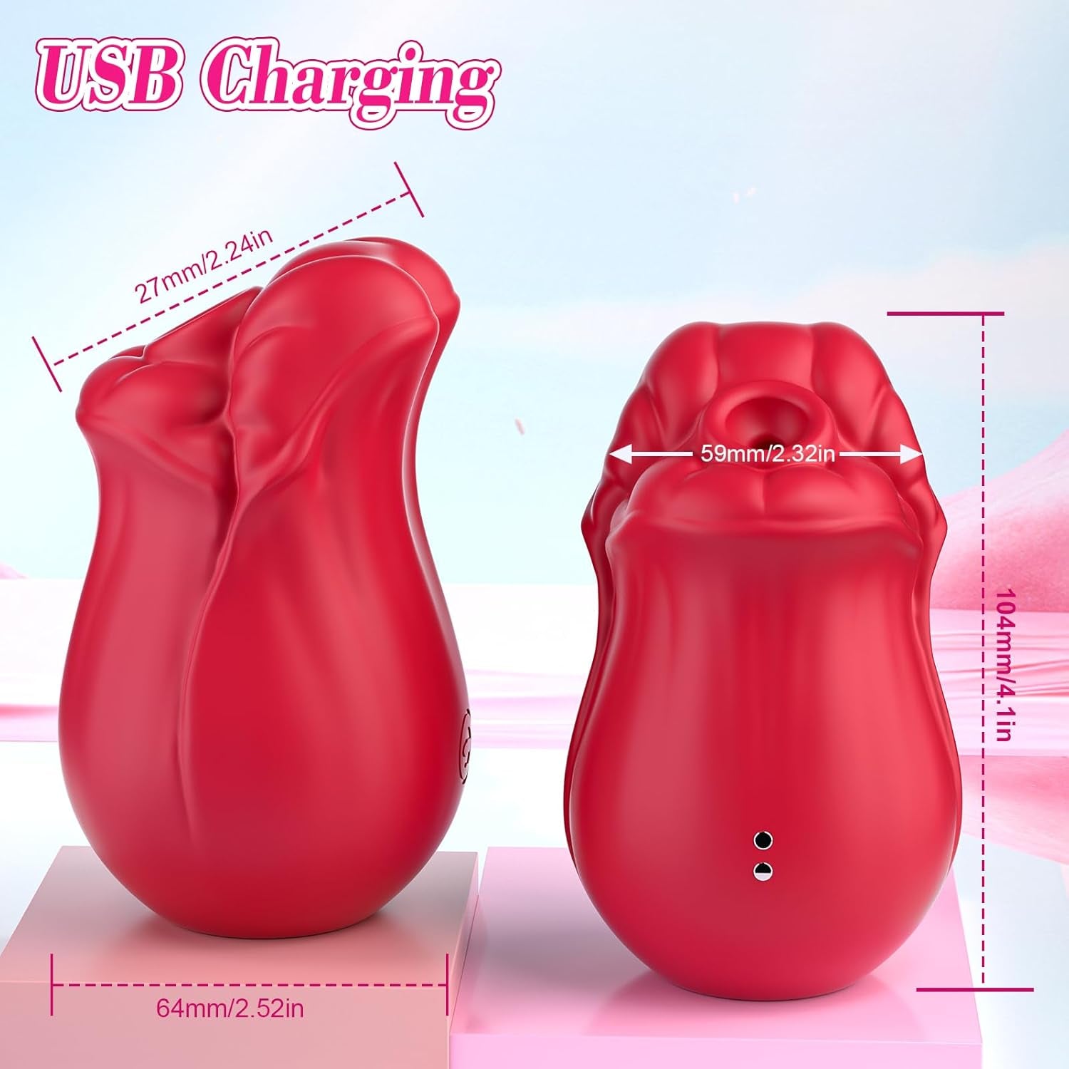 Clitoral Sucking Vibrator Rose Toy - Nipple Pussy Clit Sucker Mouth Oral Vibrators with 9 Suction & 6 Vibrating Modes, Clitoris Stimulator Suction Vibrator Women Sex Toy for Female Couple Pleasure - SinfulX - 