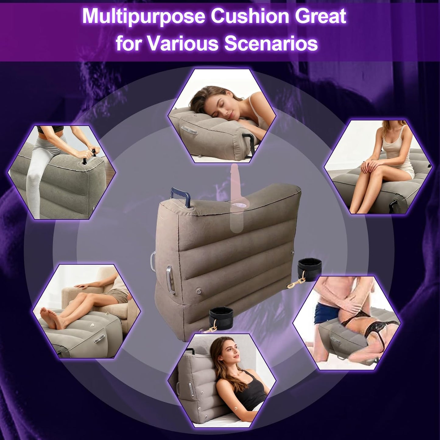 MaxLift Inflatable Mount Pillow with Cuffs & Bands Set - SinfulX - Personal Care > Sexual Wellness > Sex Pillow