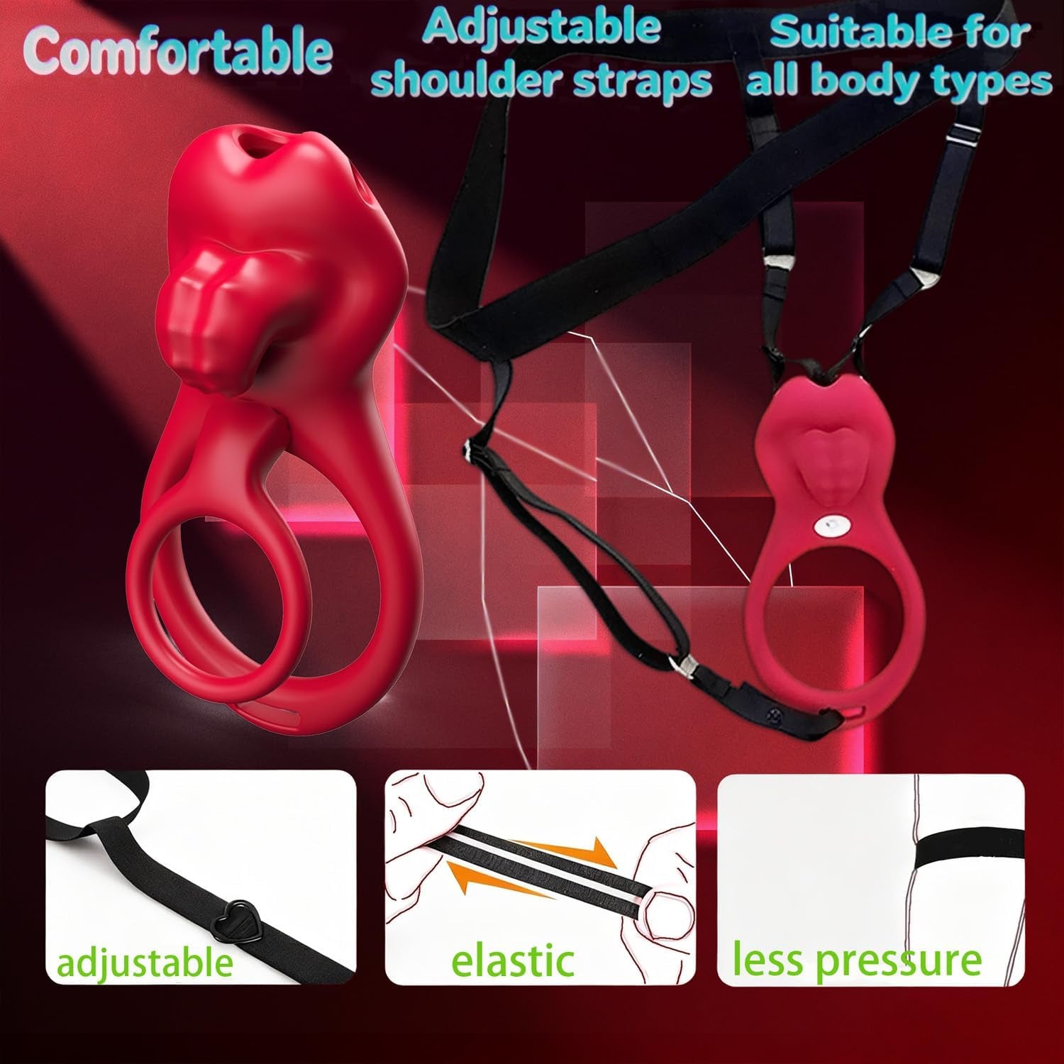 CrimsonSwitch Convertible Cock Ring Clit Stimulator App Control - SinfulX - Personal Care > Sexual Wellness > Couples Cock Ring