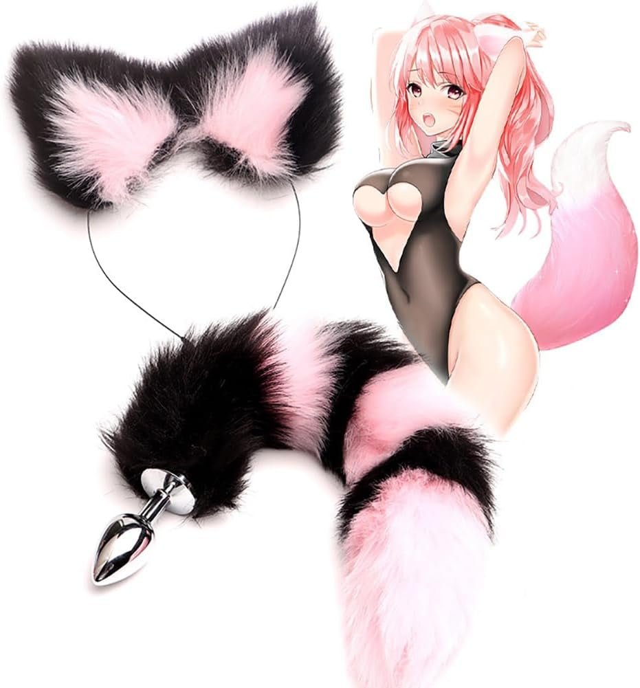 KittyKink Fox Tail Anal Plug Cosplay Set Ears Choker - SinfulX - 