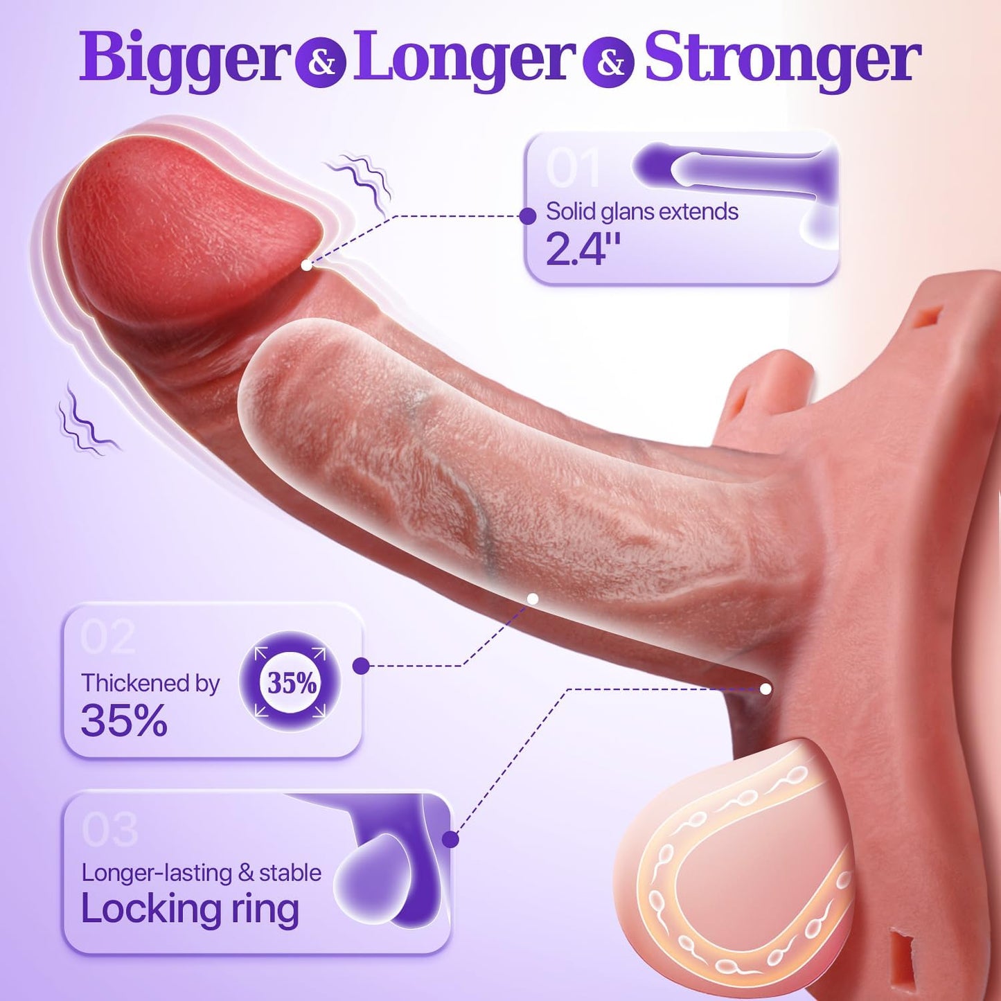 Strap - On Penis Sleeve Sex Toys - 5IN1 Hollow Strap on Dildo Male Vibrator, Realistic Cock Sleeve Adult Toy with Upgraded APP Remote Control, Vibrating Cock Ring Sex Toys for Men Couples - SinfulX - 