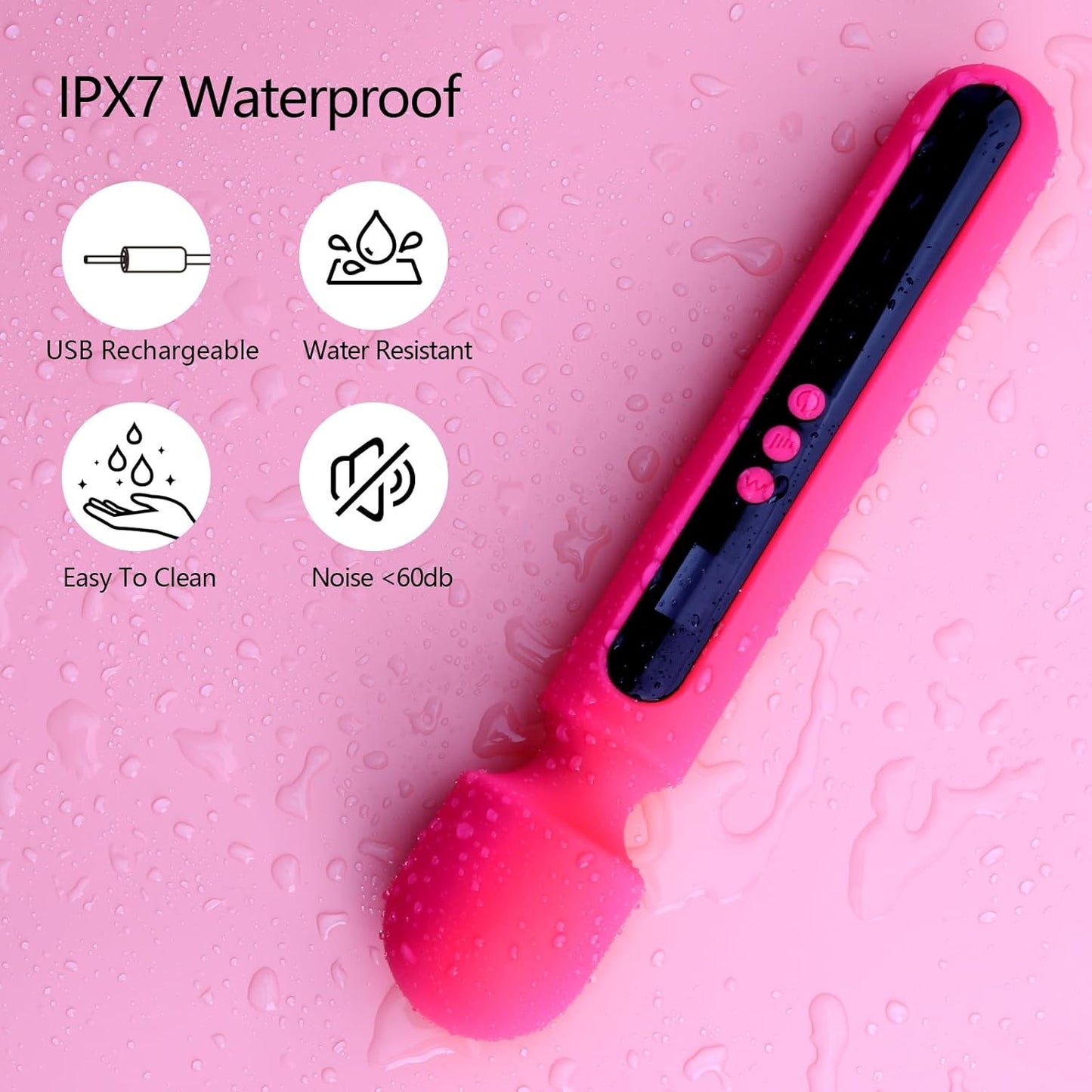 RoseCommand 12" Wand Vibrator LCD Display 10 Modes Waterproof - SinfulX - Personal Care > Sexual Wellness > Wand Vibrator