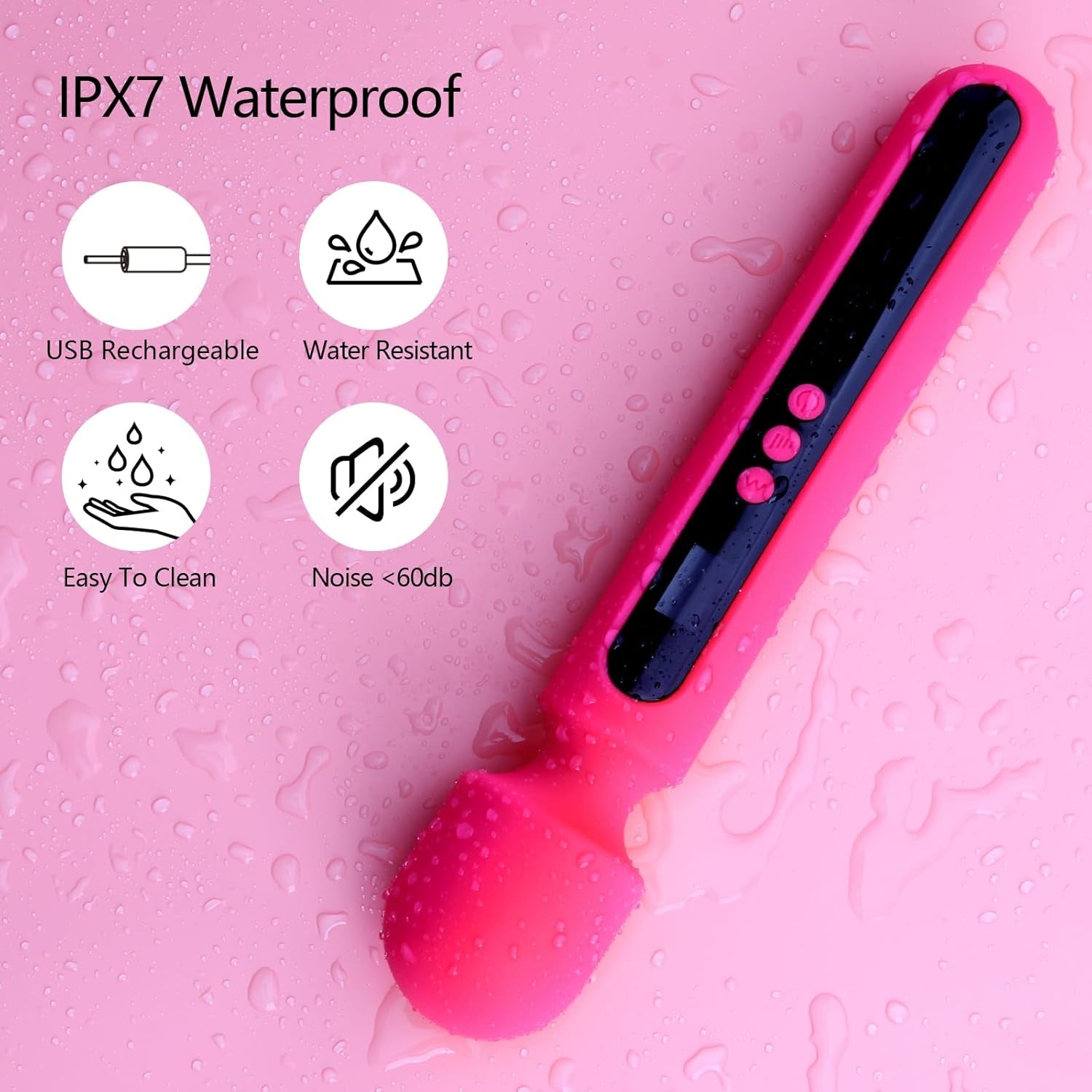 RoseCommand 12" Wand Vibrator LCD Display 10 Modes Waterproof - SinfulX - Personal Care > Sexual Wellness > Wand Vibrator