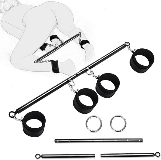 BDSM Spreader Bar Couples Sex Toys, Bondage Restraints with Adjustable Handcuffs, Adjustable BDSM Sex Bar Toys Detachable, Bondage Set Adult Sex Toy for Couple - SinfulX - 