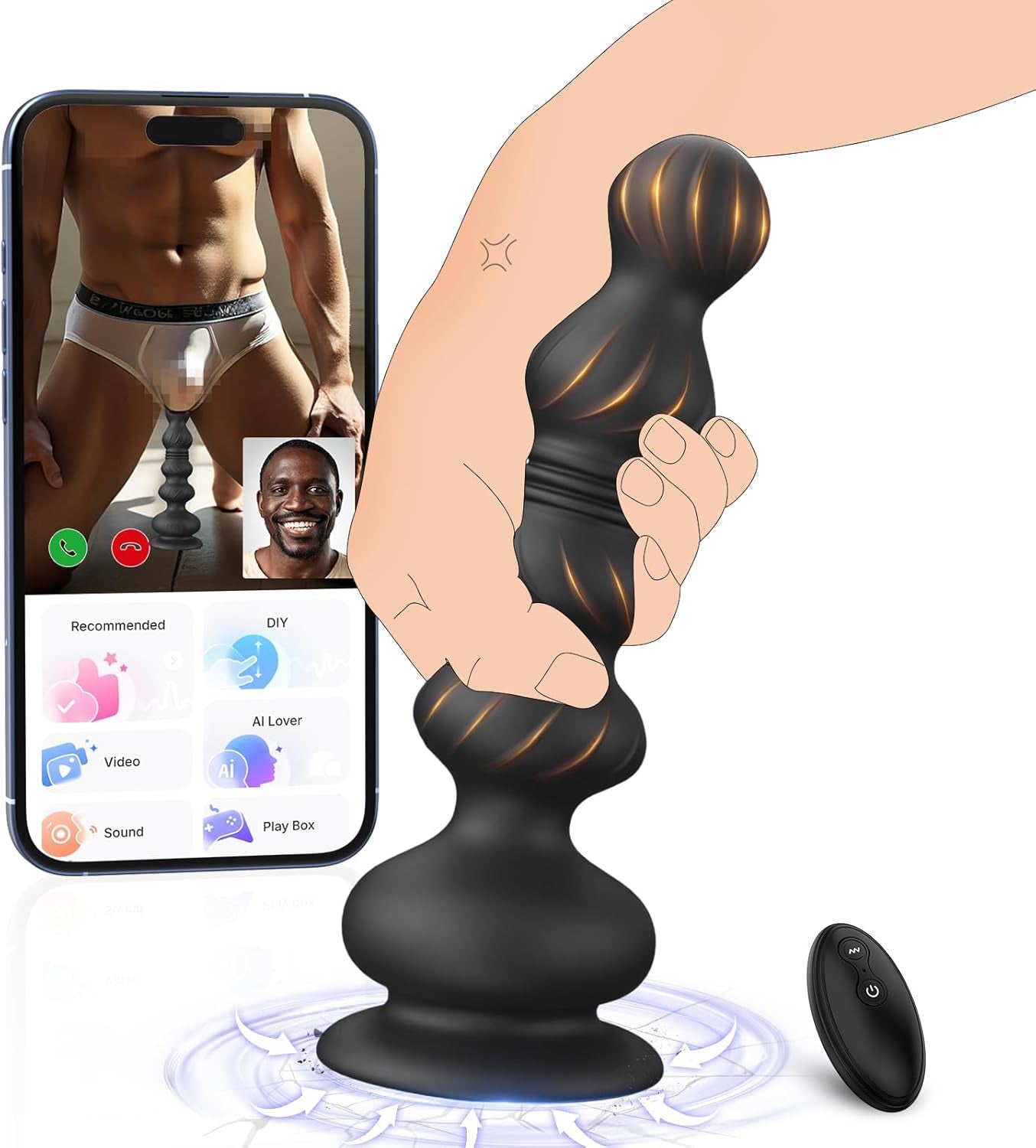 Thrusting Anal Beads Prostate Massager, Anal Vibrator Anal Toys Butt Plug 10 Vibrating Thrusting Anal Plug Male Sex Toys for Men Women Adult Toys Gradual Bead Anal Trainer App (Grey) - SinfulX - 