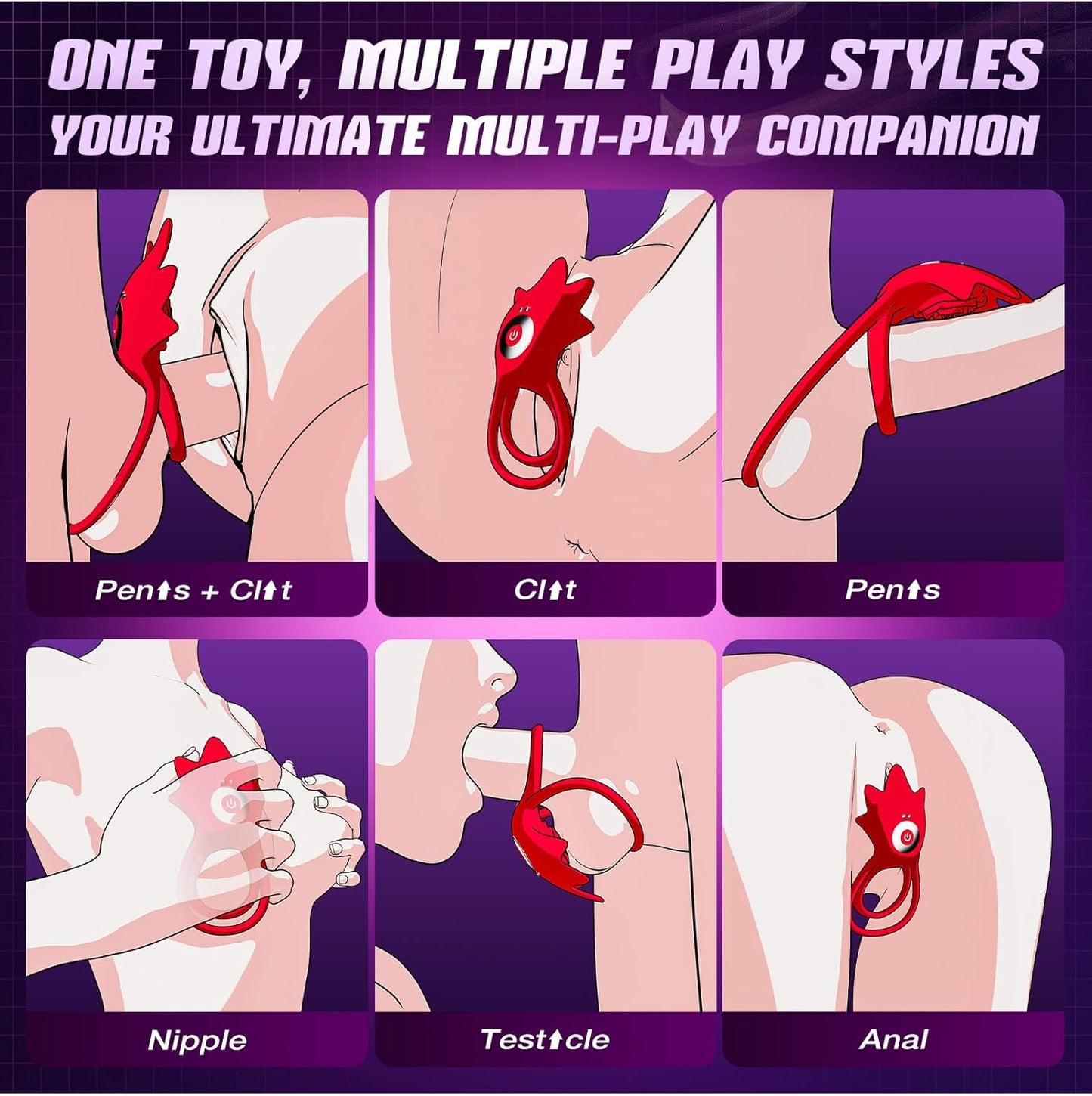 PetalSync Rose AI Cock Ring Clit Stimulator App Control 9 Modes - SinfulX - Personal Care > Sexual Wellness > Couples Cock Ring
