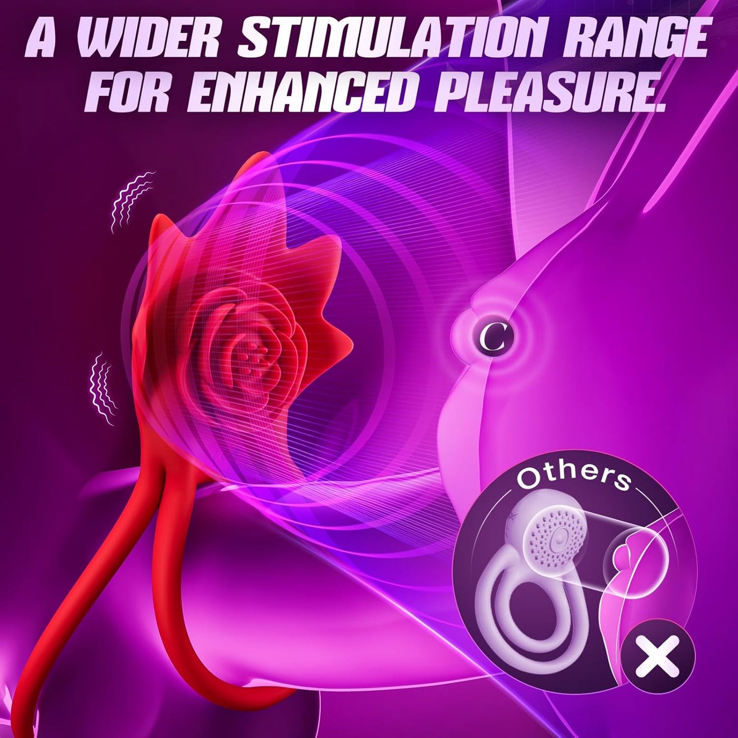 PetalSync Rose AI Cock Ring Clit Stimulator App Control 9 Modes - SinfulX - Personal Care > Sexual Wellness > Couples Cock Ring