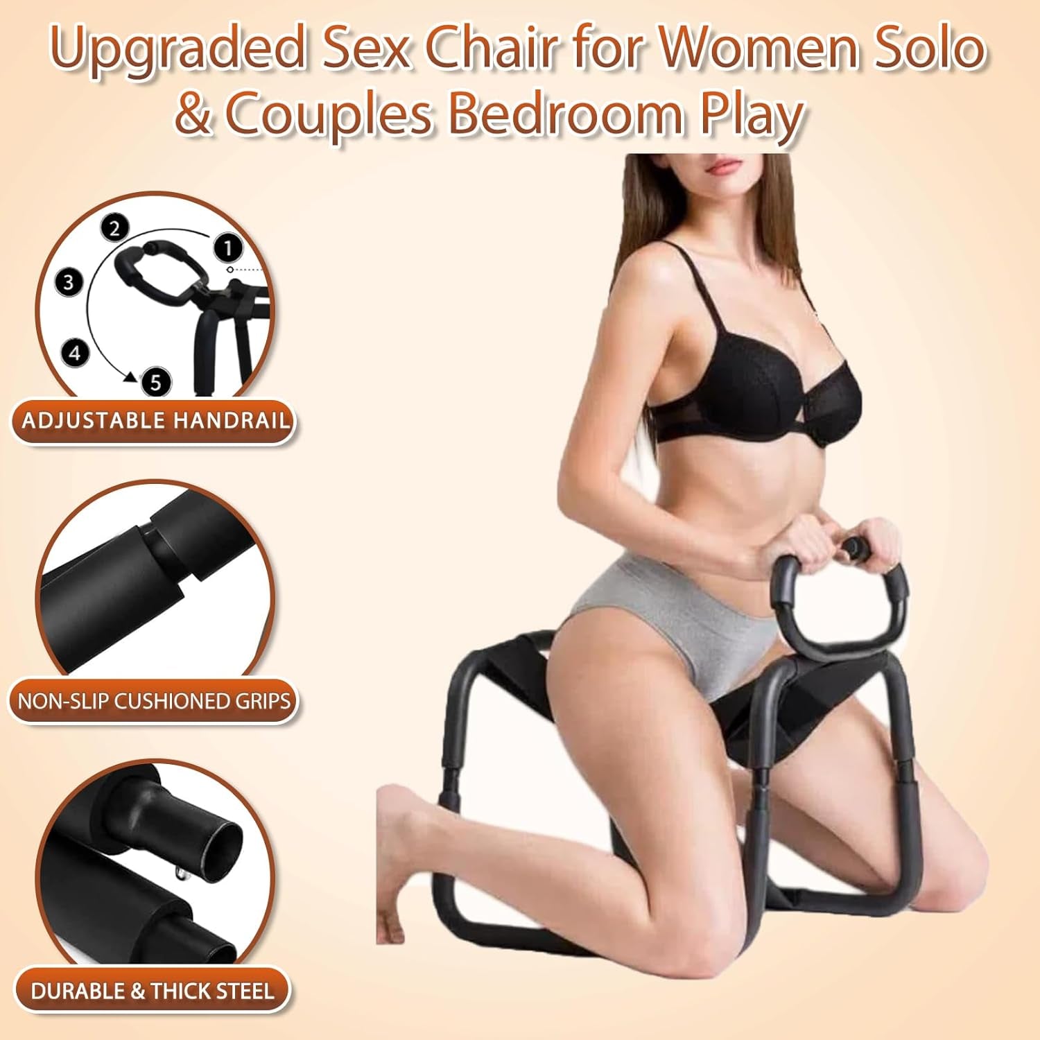 Multifunctional Sex Position Enhancer Chair BDSM Toy Sex Bench with with Adjustable Handrail & Bouncing Mount Seat, Weightless Riding Sex Stool for Couples Adult Novelty Sex Toys - SinfulX - 