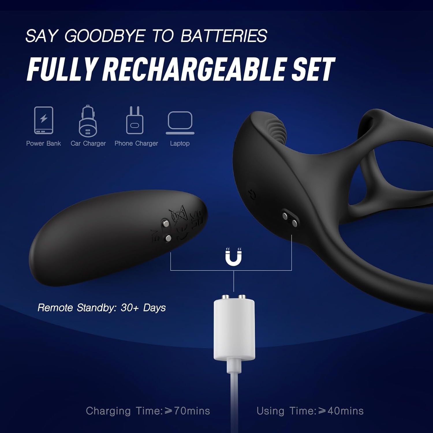SilentPulse Prostate Massager Cock Ring 9 Modes Remote Quiet - SinfulX - Personal Care > Sexual Wellness > Prostate Massager Cock Ring