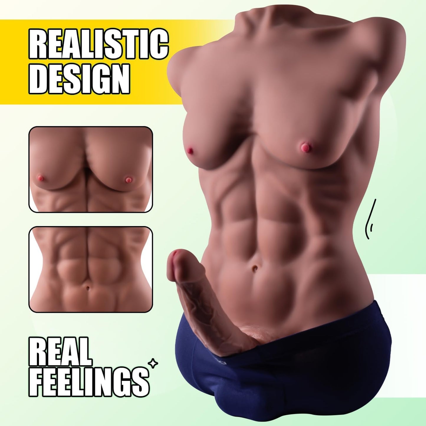 Male Sex Doll with Thrusting Dildo Tight Anal, Full Size Sex Doll Strong Men'S Body with Muscle Abs for Women Gay, Adult Toys Female Masturbation Sex Toys for Women Gay - SinfulX - 