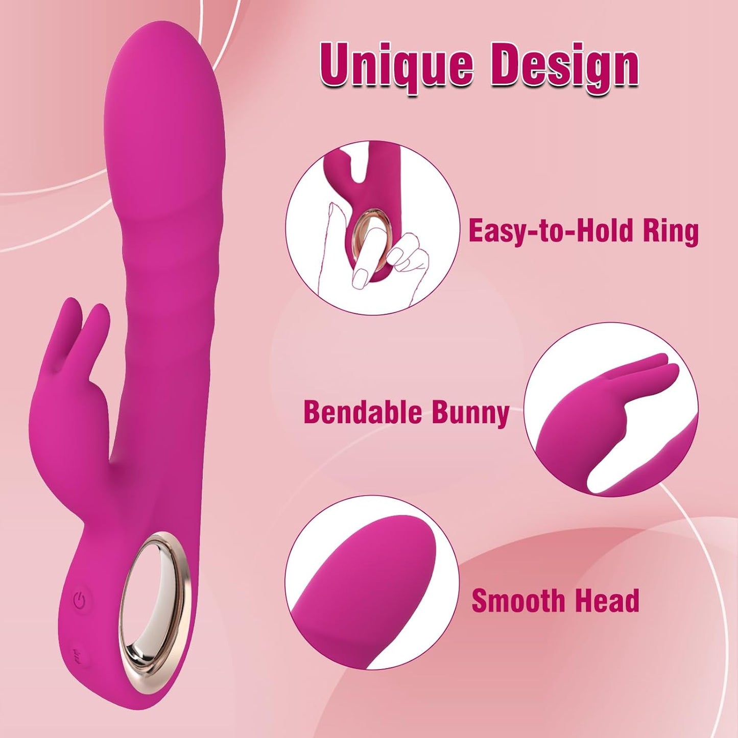 Thrusting Dildo Vibrator Adult Toys for Women - 3 in 1 Rabbit Vibrators Dildos with 5 Thrusting & 10 Vibration Modes, G Spot Vibrator Female Sex Toys Adult Toy for Womens or Couples Sex Toy