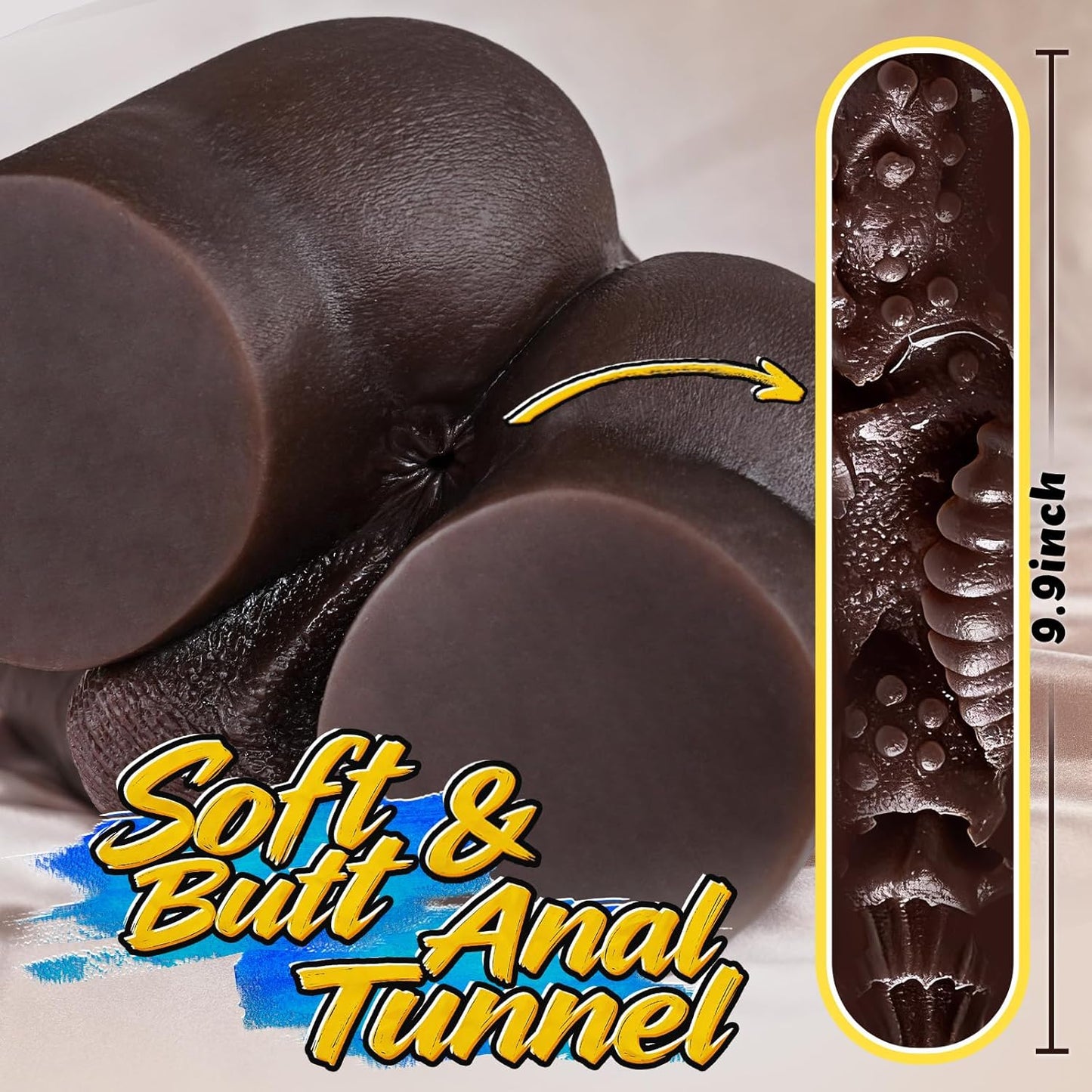 8 LB Male Sex Doll with Dildo, Black Torso Sex Doll Toys with 7.8In Huge Dildos for Women Masturbation, Unisex Masturbator Sex Toy with Penis Tight Anal for Gay Les Men Couple - SinfulX - 