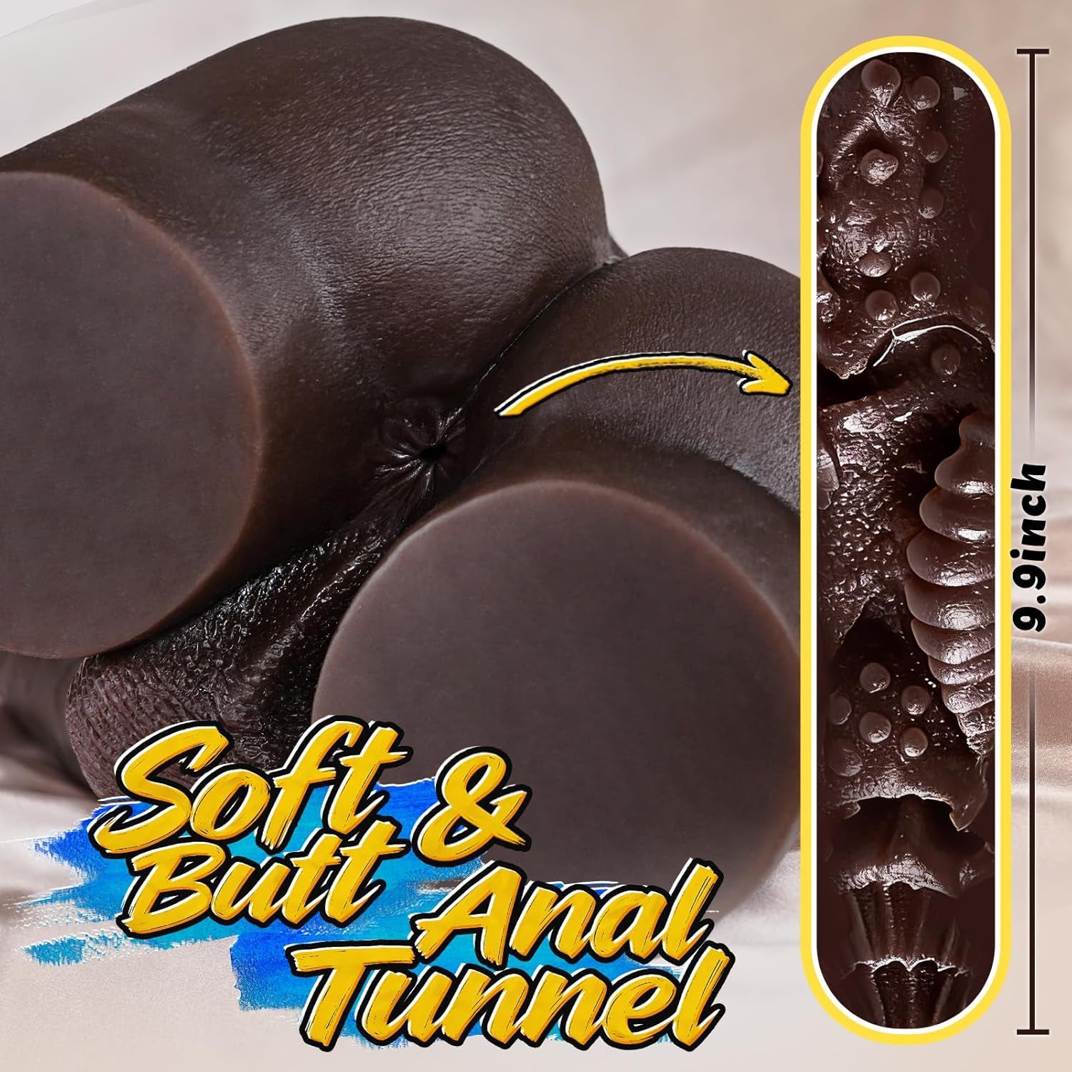 8 LB Male Sex Doll with Dildo, Black Torso Sex Doll Toys with 7.8In Huge Dildos for Women Masturbation, Unisex Masturbator Sex Toy with Penis Tight Anal for Gay Les Men Couple - SinfulX - 