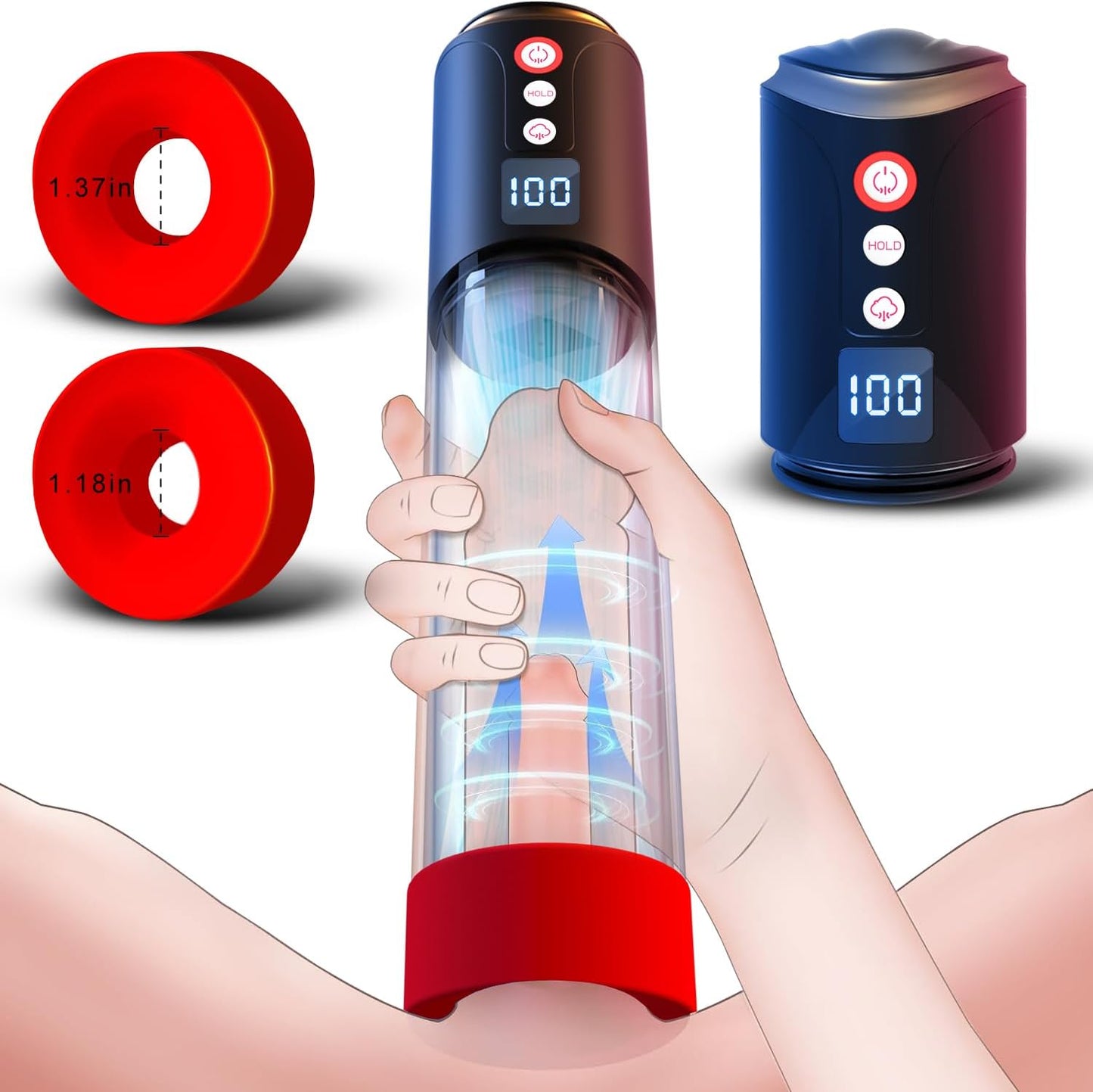 Electric Penis Pump Adult Male Sex Toys for Men, Male Masturbator Automatic Penis Vacuum 8 Suction Intensitie,Air Pressure Device Rechargeable Adult Toys Training for Men Stronger Bigger Erection - SinfulX - 