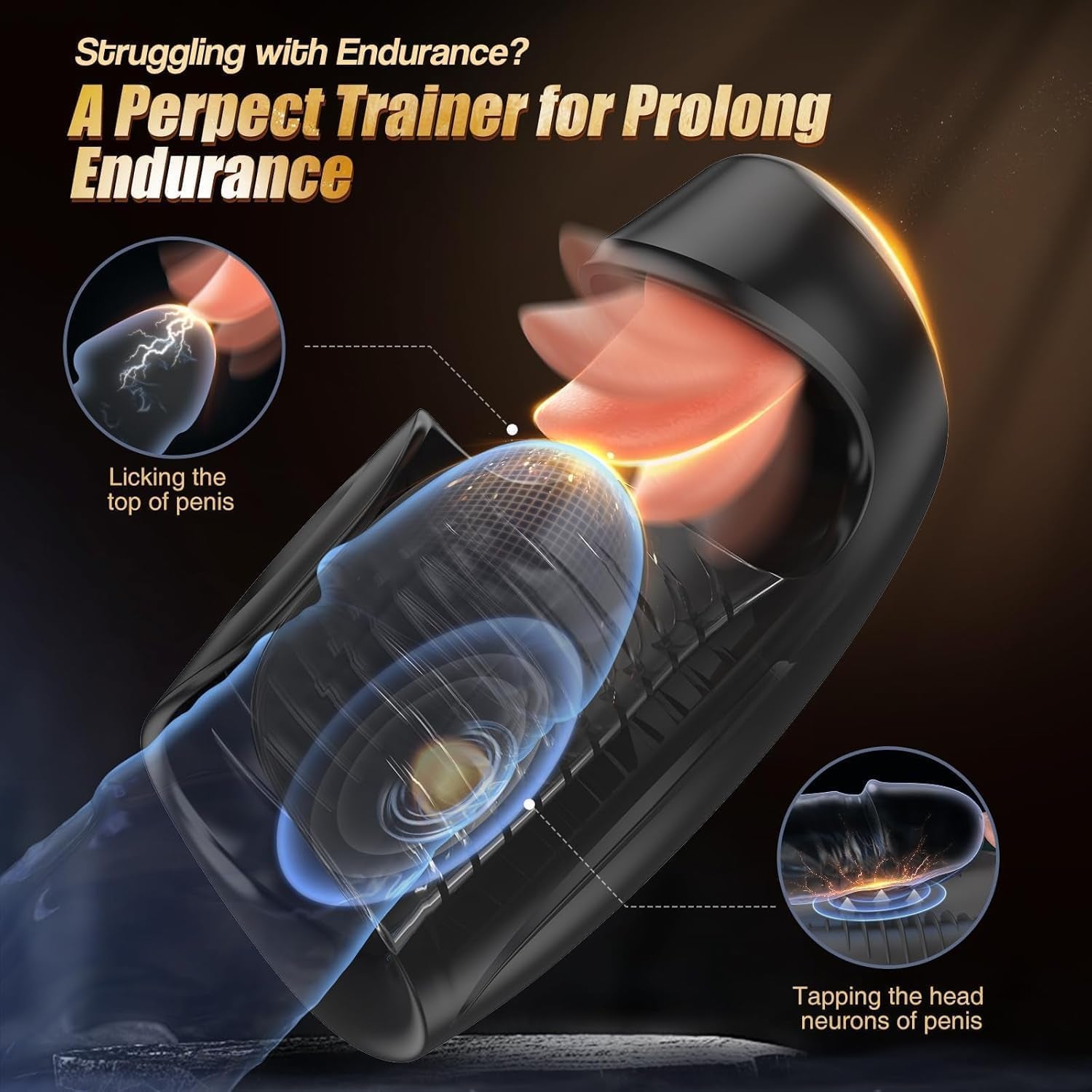 Male Sex Toys for Men - Masturbator Penis Training Vibrator, 10 Tongue - Licking & Tapping & Vibrating Sex Toy Male Stroker Trainer, Mens Sex Machine Masturbators Adult Sex Toys & Game - SinfulX - 