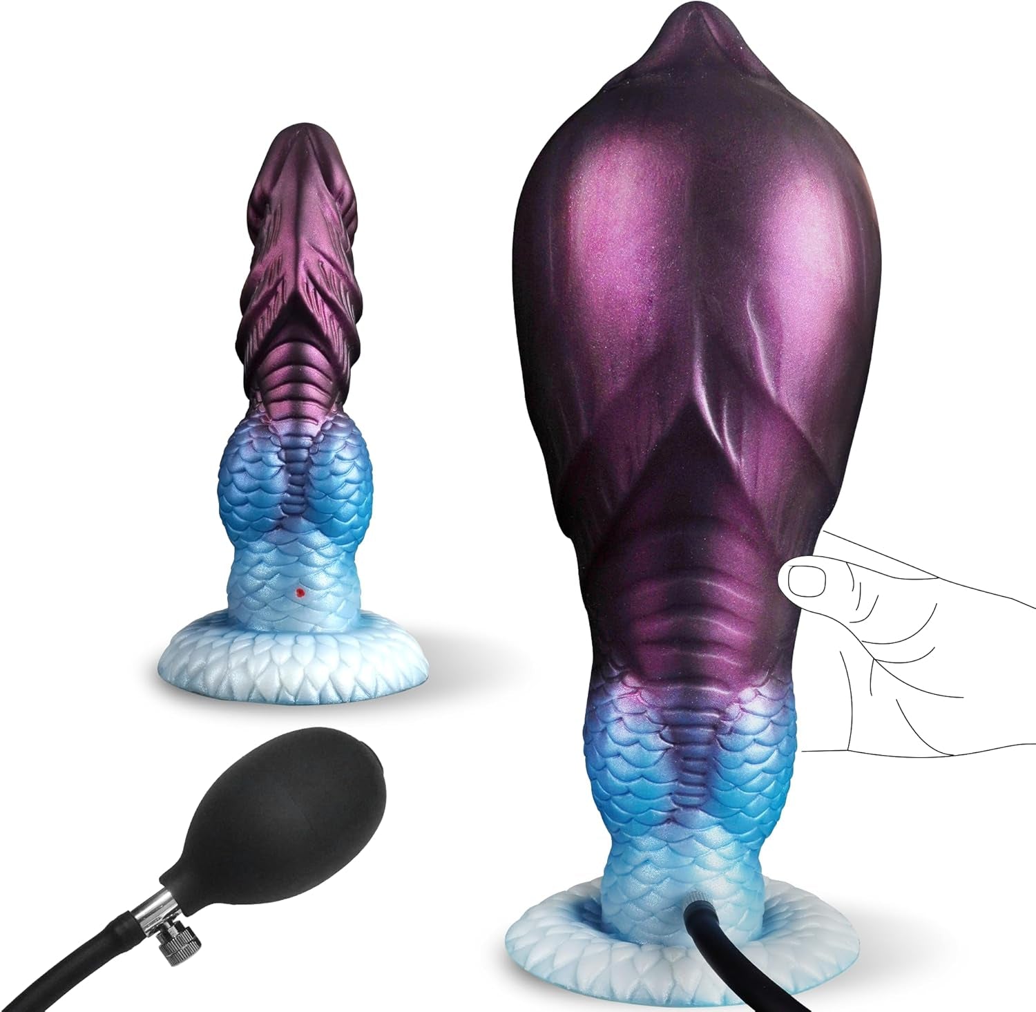 Inflatable Dildo Monster Knot Dildo, Fantasy Inflatable Butt Plug Horse Dildos with Adjustable Thickness, Thick Knotted Anal Dildos with Super Strong Suction Cup, Adult Sex Toys for Women Men - SinfulX - 