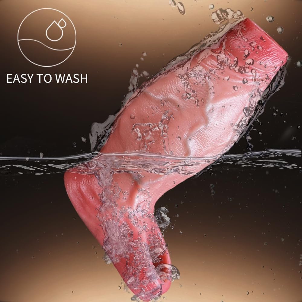 2.5'' Diameter Large Realistic Penis Sleeve, Reusable Cock Enlarger Extender with Thickened Elastic Penis Ring to Prolong Sex/Delay Ejaculation/Enhance Erection,Silicone Sheath Adult Sex Toys - SinfulX - 