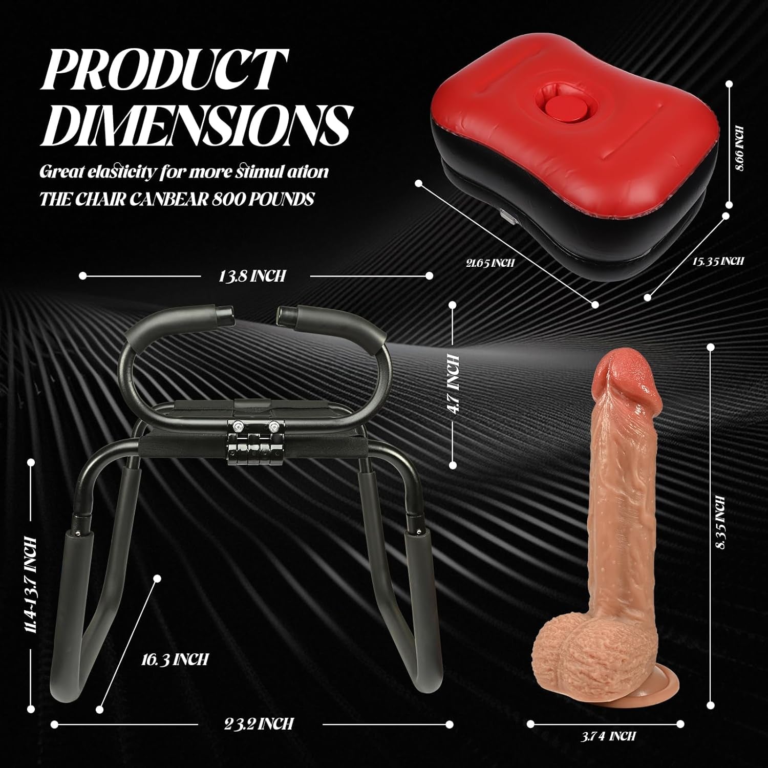 Sex Chair with Dildo Adjustable Handrail, Inflatable Sex Bench for Couples, G - Spot Sex Positioning, Portable Adult Furniture for Bedroom Fun Weightless Position Sex Bench for Couples - SinfulX - 