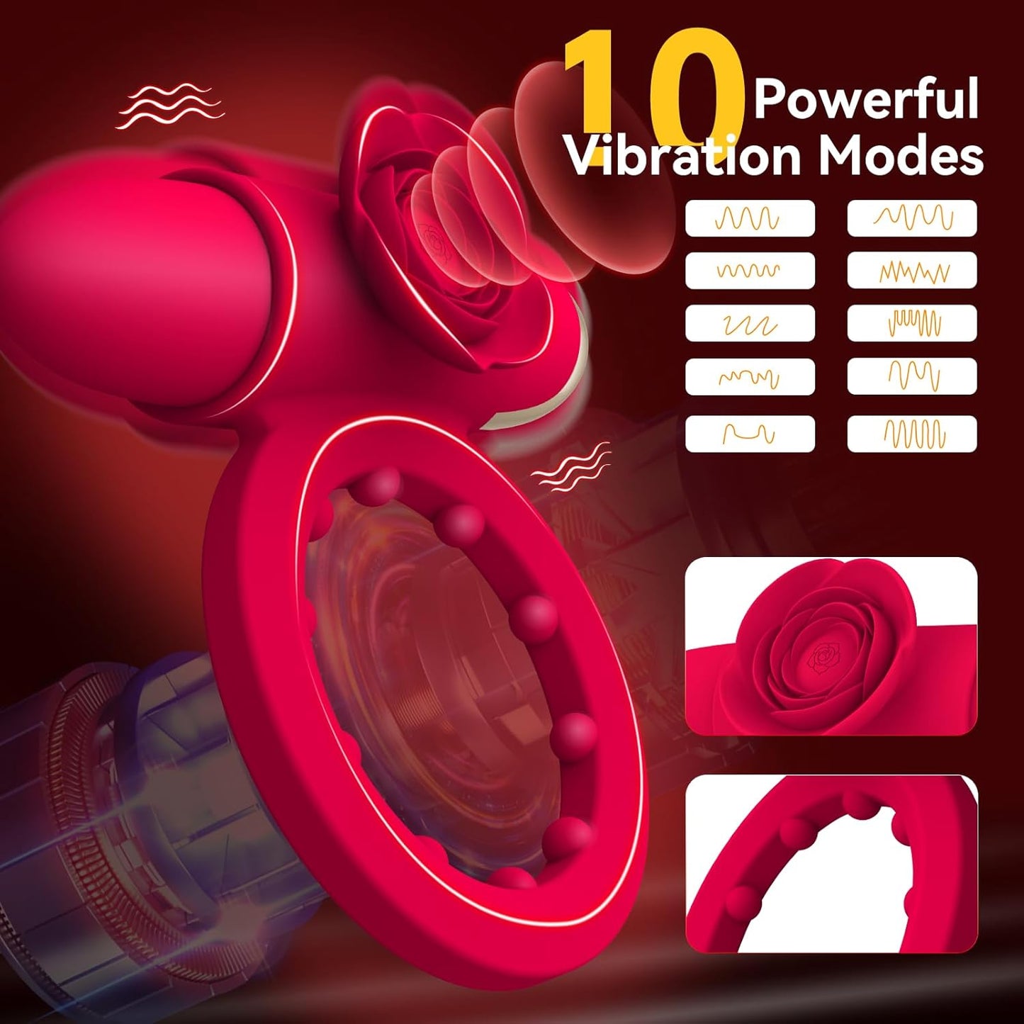 CrimsonPetal Red Cock Ring Bullet Vibrator Clit Stimulator - SinfulX - Personal Care > Sexual Wellness > Couples Cock Ring