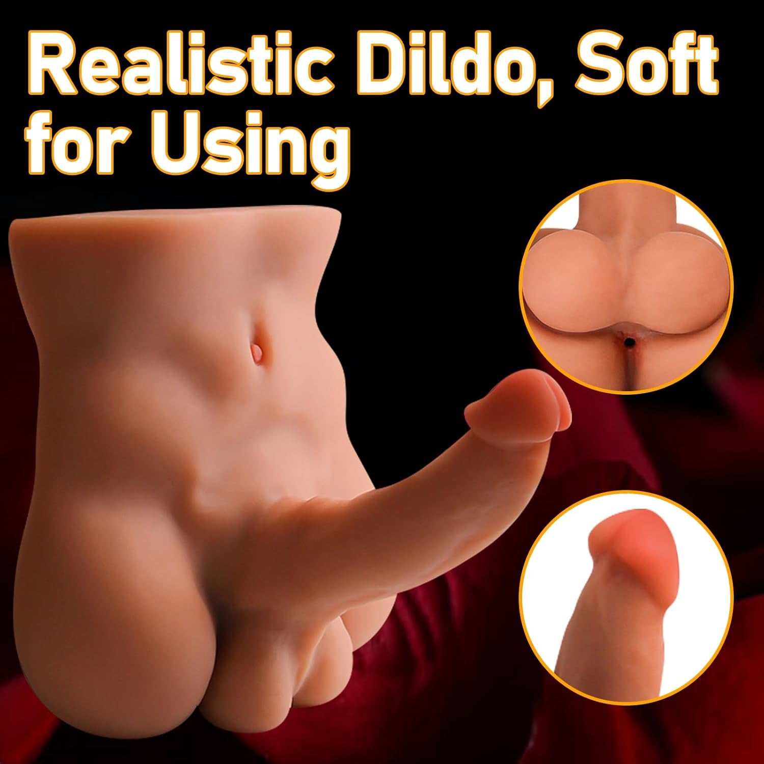 Male Sex Doll with Flexible Dildo, 5.07LB Realistic Sex Dolls with 5 Inch Huge Cock for Female Masturbation, Tight Anal for Gay Sex Toys, Adult Sex Toys Unisex Masturbator for Gay Couple Women - SinfulX - 