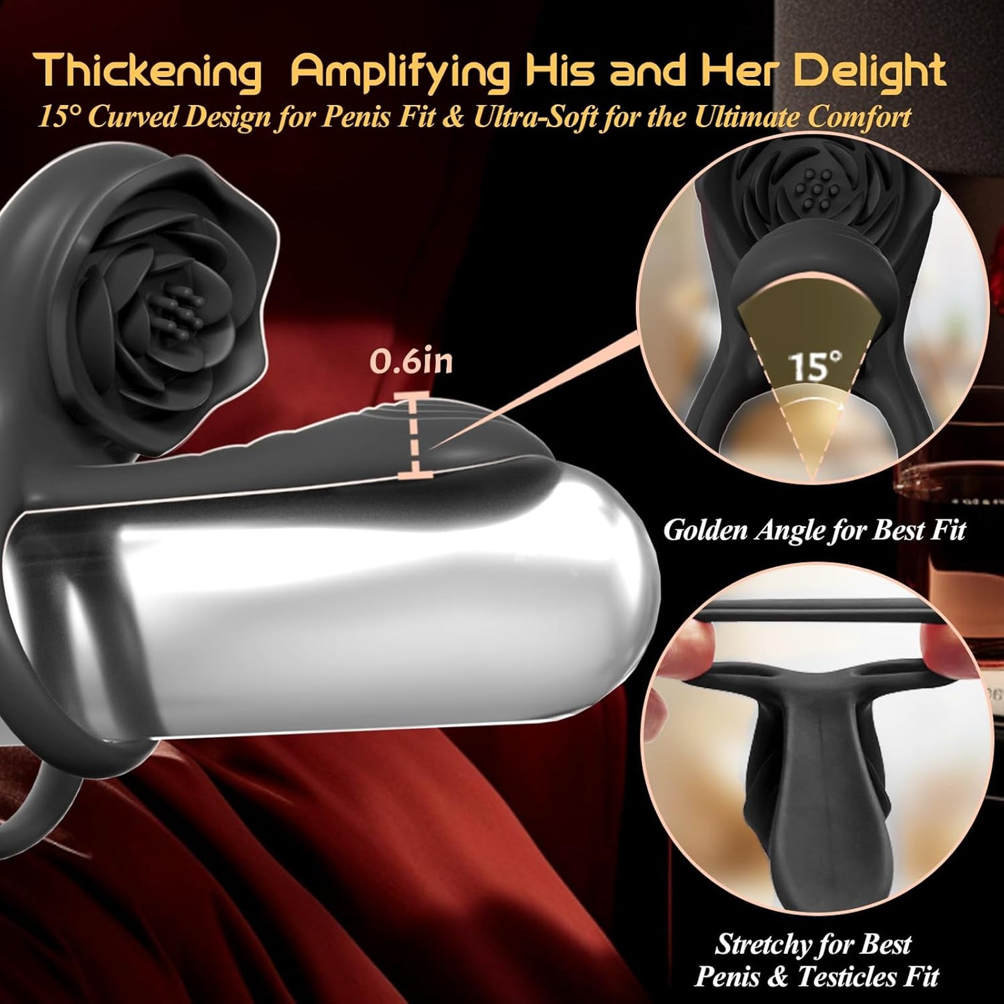 PetalCoreX Cock Ring Extender G - Spot Clit Vibrator 9 Modes - SinfulX - Personal Care > Sexual Wellness > Couples Cock Ring