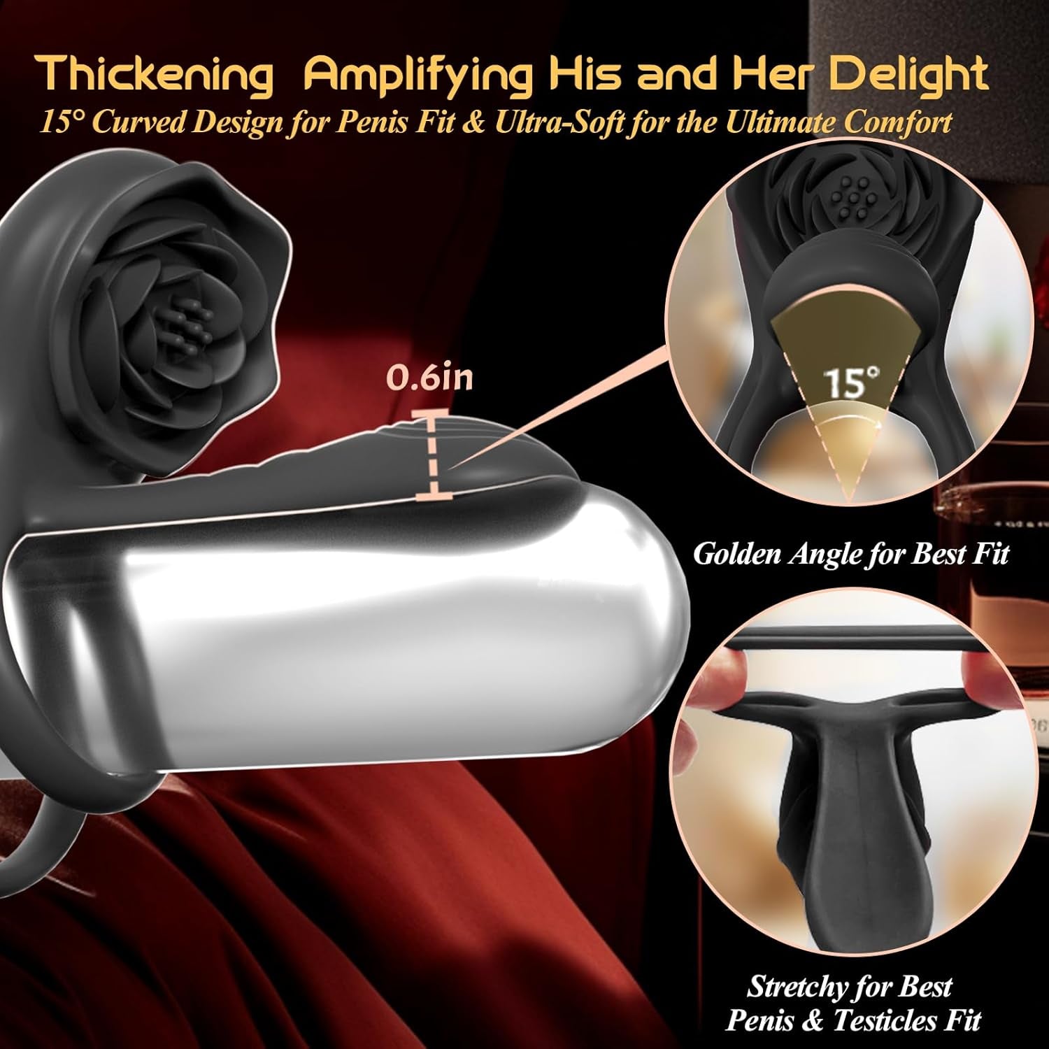 PetalCoreX Cock Ring Extender G - Spot Clit Vibrator 9 Modes - SinfulX - Personal Care > Sexual Wellness > Couples Cock Ring