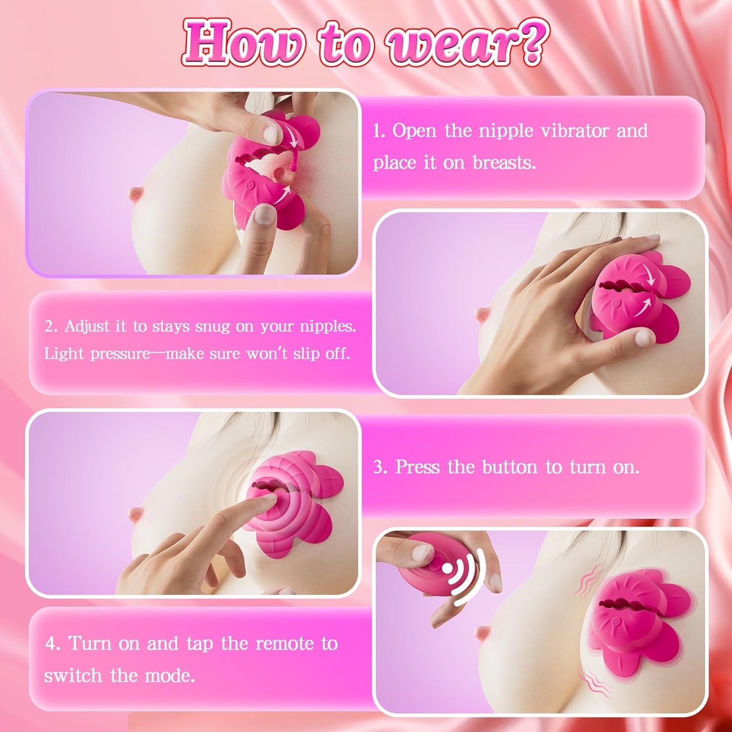 PetalWave Remote Nipple Vibrators 10 Modes – Discreet Wear - SinfulX - Personal Care > Sexual Wellness > Nipple Stimulator