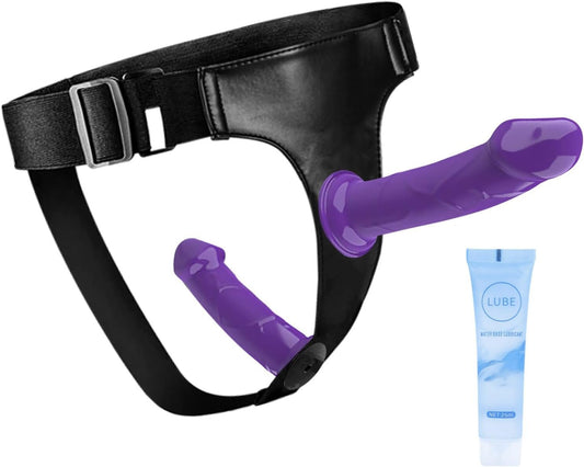 Harness Strap - On Realistic Dildos - Adjustable Strapless Strap - On Dildos with 2 Removeable Dildo Anal G - Spot Stimulation Sex Toys for Women Couples Lesbian (Double Dildo Purple) - SinfulX - 