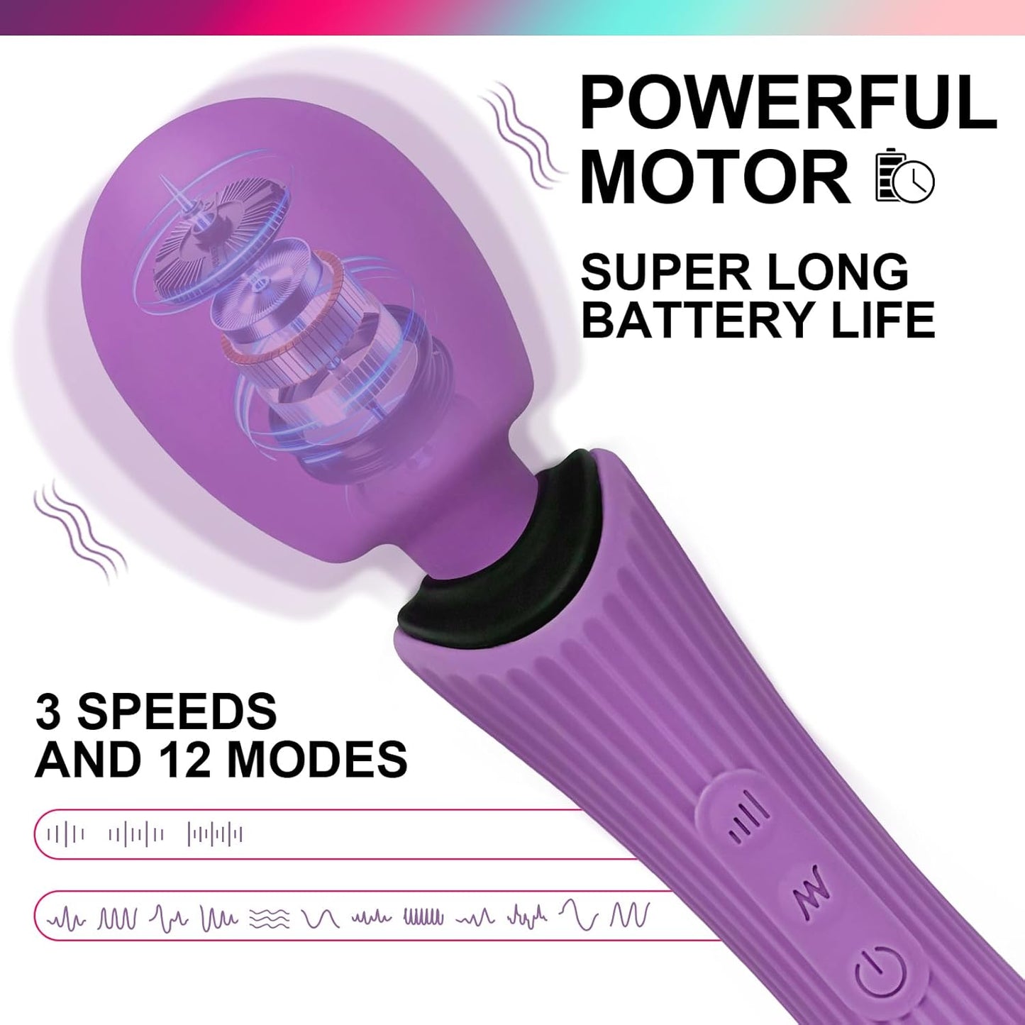 VeloraPulse Rechargeable Wand Vibrator 12 Modes Waterproof - SinfulX - Personal Care > Sexual Wellness > Wand Vibrator
