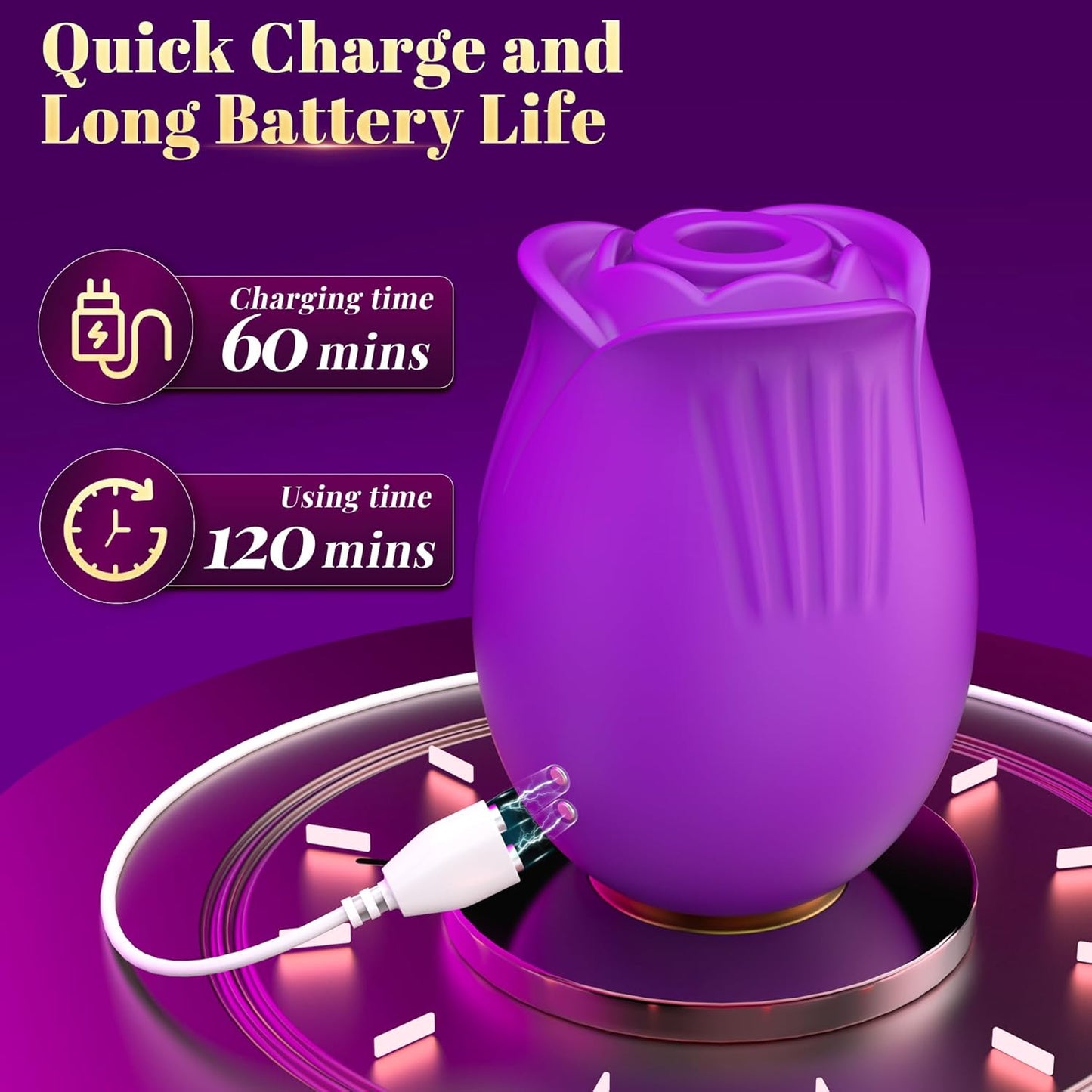 Rose Sex Toy Adult Toys - Sucking Vibrator Adult Sex Toy with 9 Sucking & Vibrating Rose Sucker G Spot Vibrators, Women Nipple Clit Games Machine for Female Couples Sex Furniture - SinfulX - 