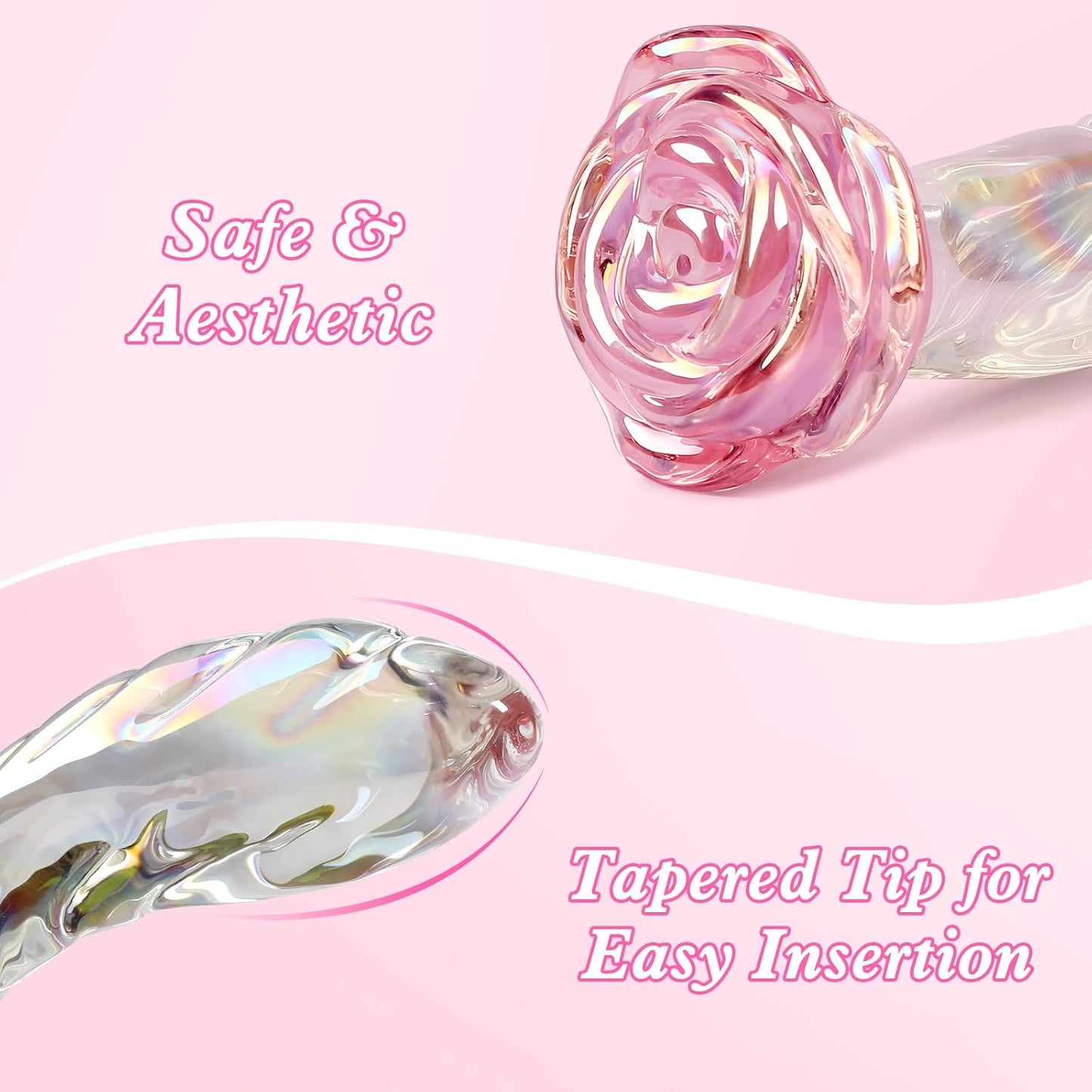 Anal Dildo Glass Rose Sex Toy - Butt Plug Rainbow Monster Dildo for Beginner, 7.2 Inch Small Glass Dildo as a Clitoral G Spot & Anal Plug Sex Toys for Men Women & Couples Sexual Pleasure - SinfulX - 