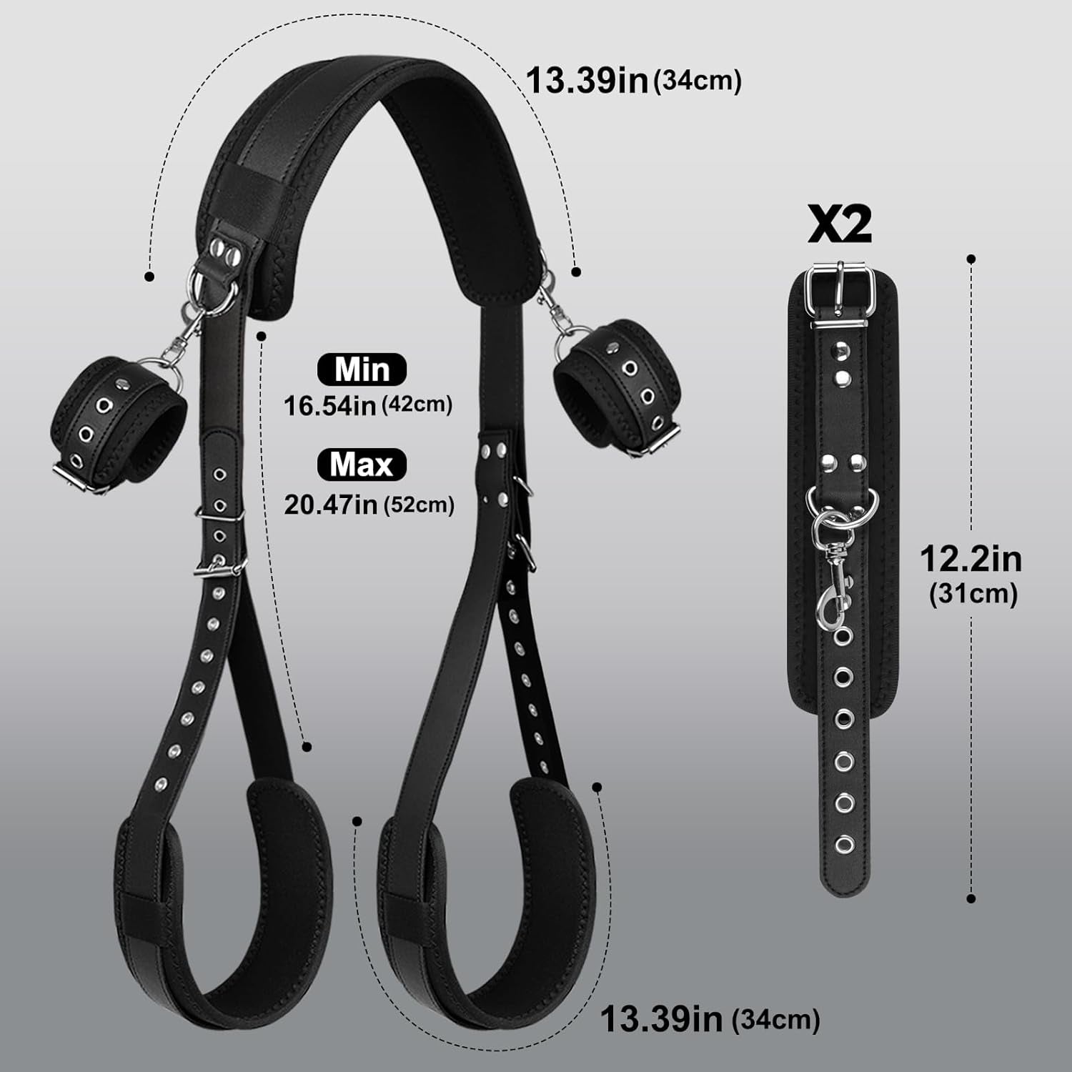GripLink Neck to Thigh Sling Strap BDSM Kit - SinfulX - Personal Care > Sexual Wellness > Sex Sling