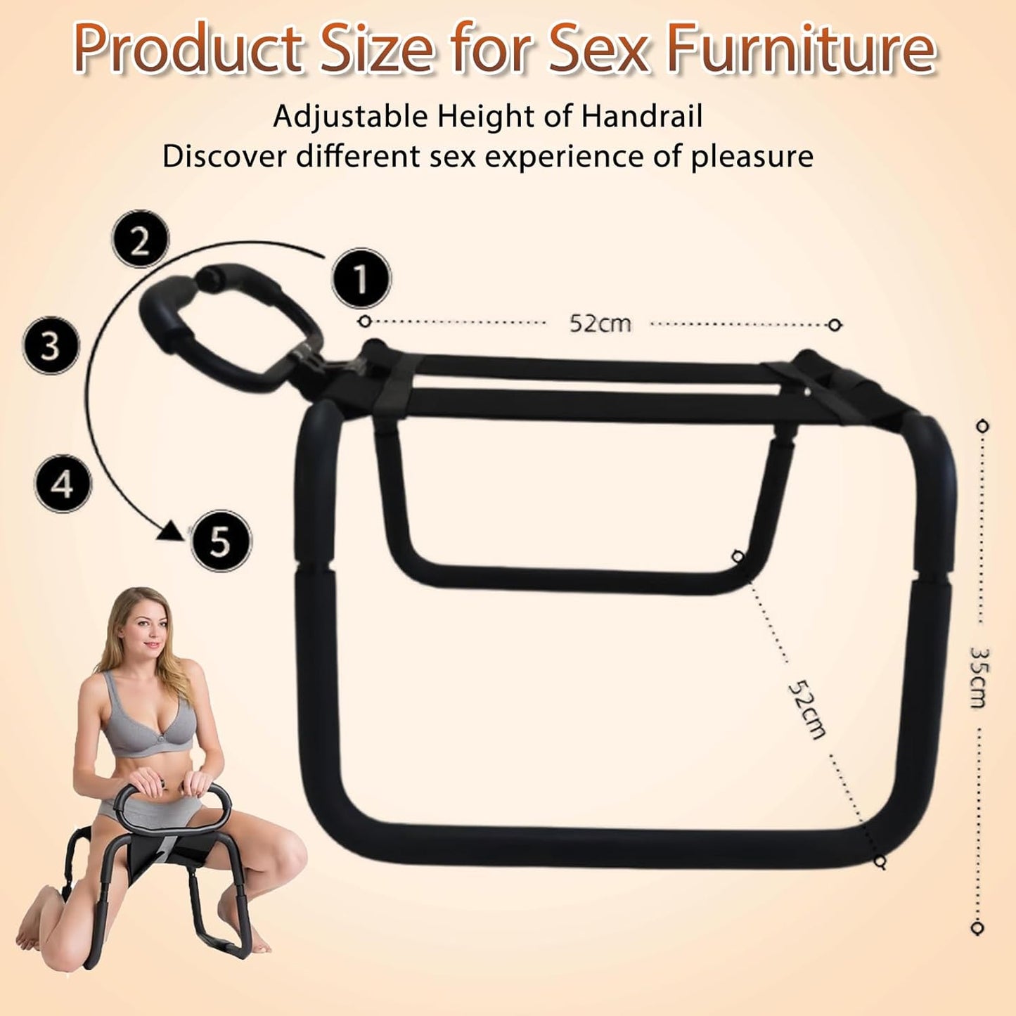 Multifunctional Sex Position Enhancer Chair BDSM Toy Sex Bench with with Adjustable Handrail & Bouncing Mount Seat, Weightless Riding Sex Stool for Couples Adult Novelty Sex Toys - SinfulX - 